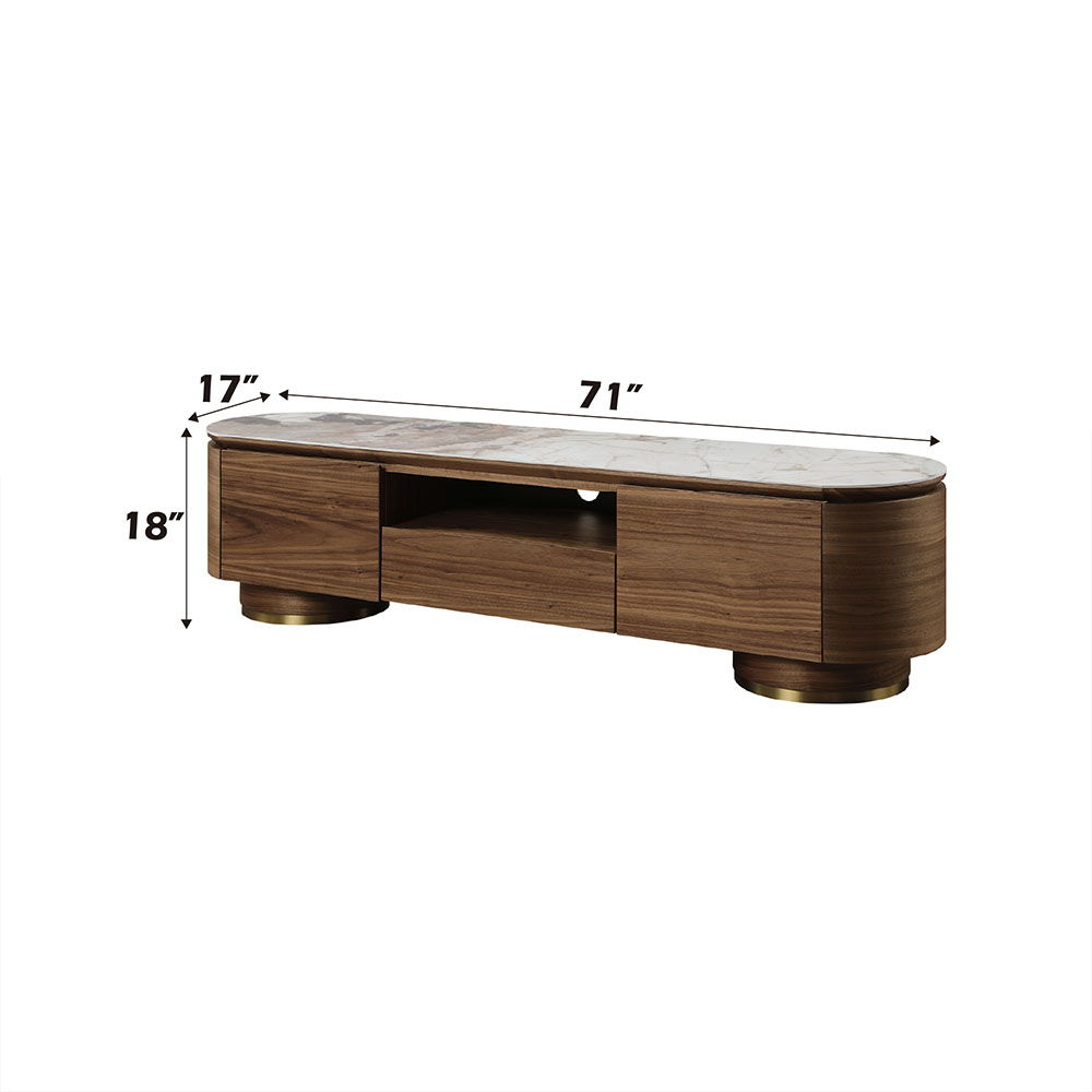 Willene - TV Stand With Ceramic Top - Ceramic Top & Walnut, dark brown, view 4