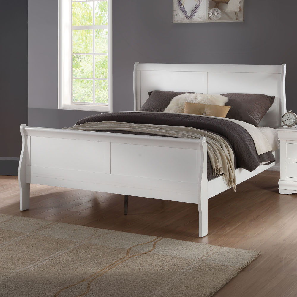 Louis Philippe - Queen Bed - White, white