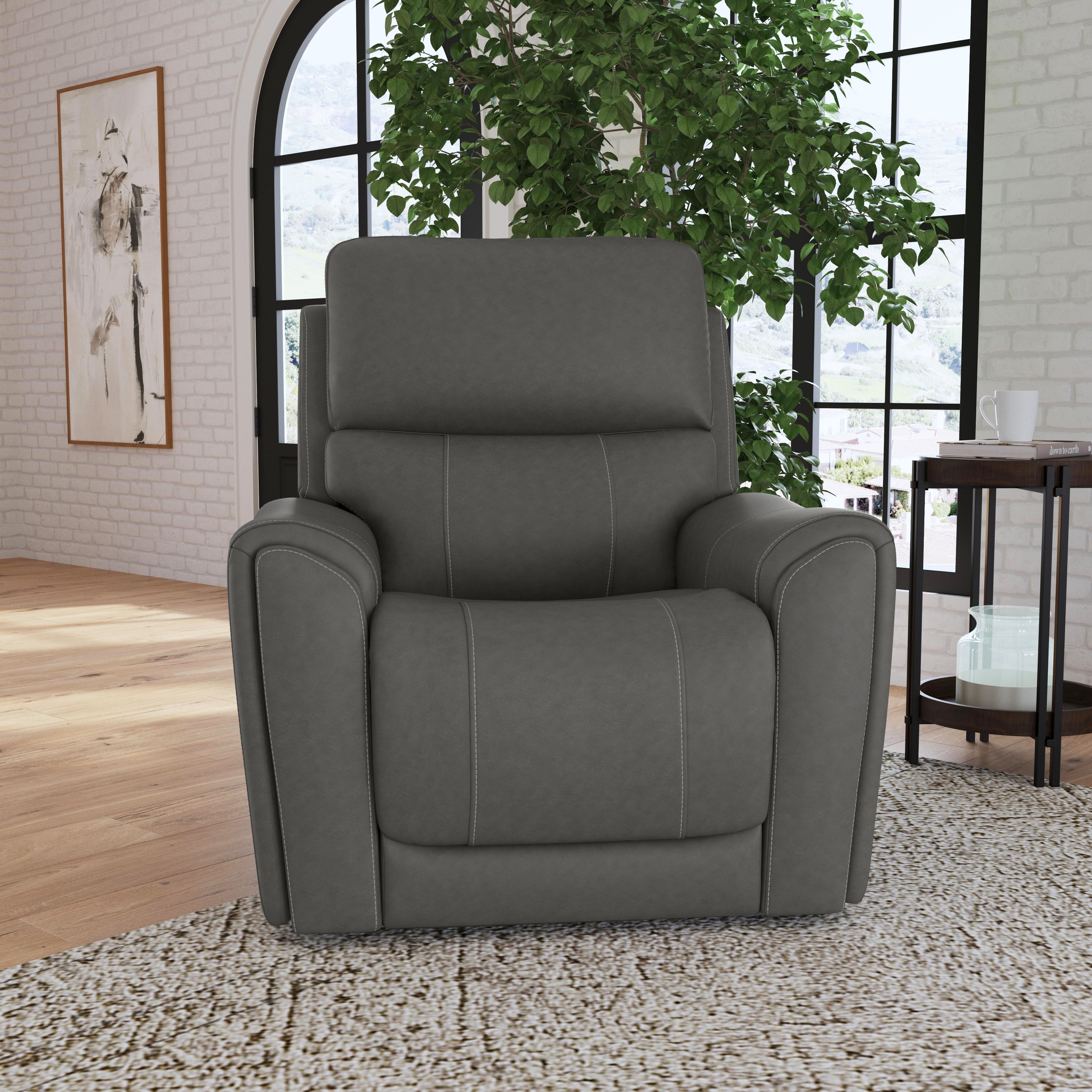 Carter - Power Recliner With Power Headrest & Lumbar - Smoke, dark gray, view 4