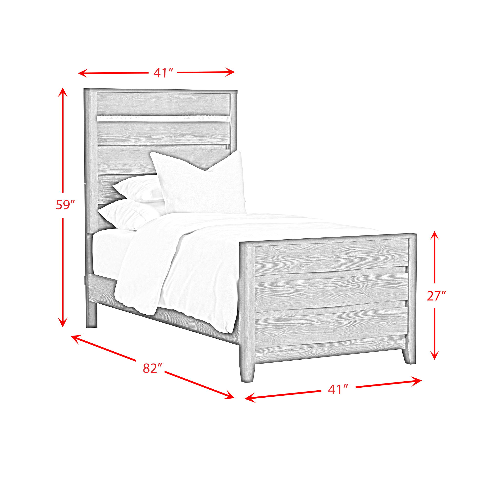 Tobias - Twin Bed With LED - White