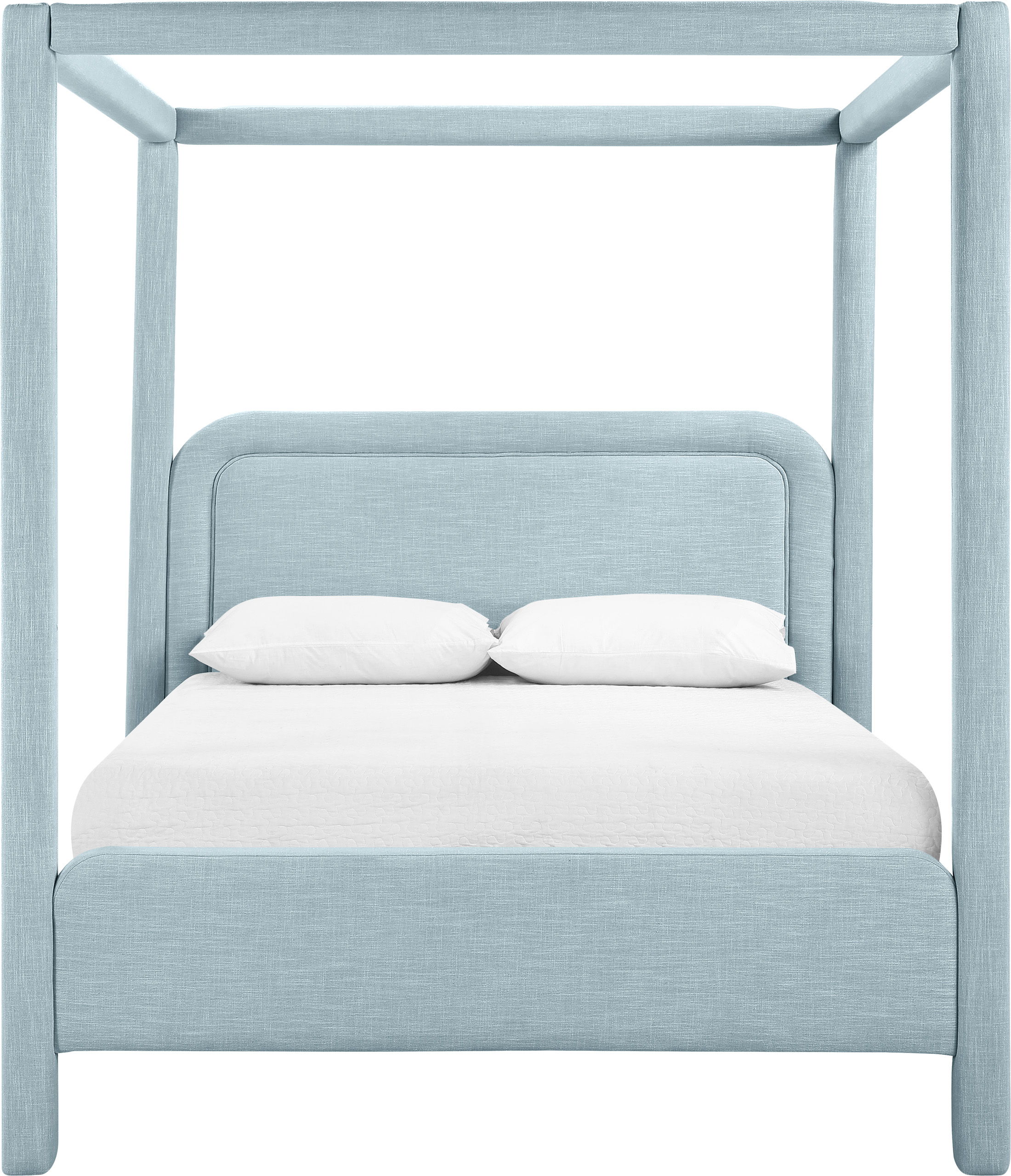 Salina - Linen Textured Fabric Upholstered King Bed - Light Blue