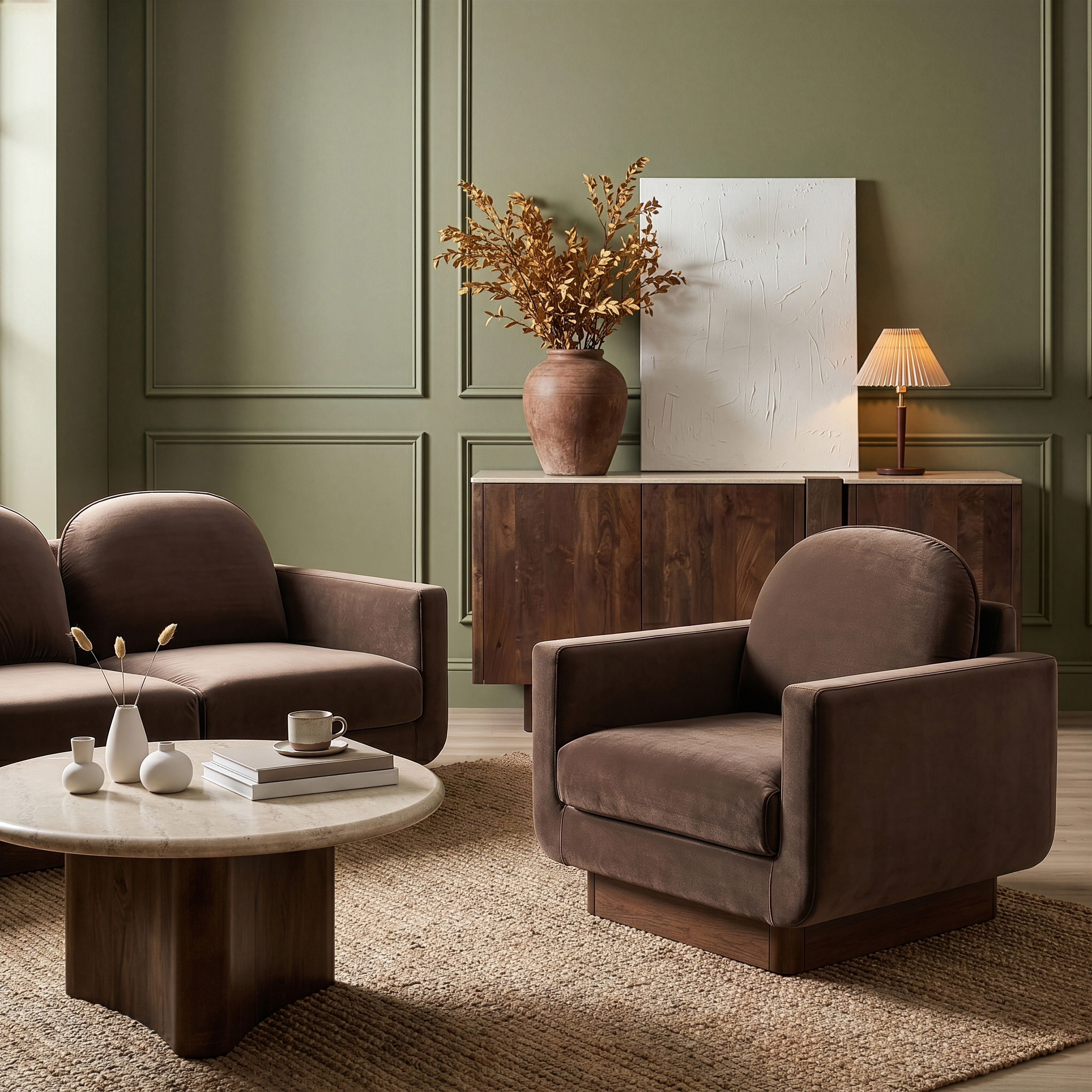 Diviento - Velvet Performance Fabric Upholstered Accent Chair - Brown