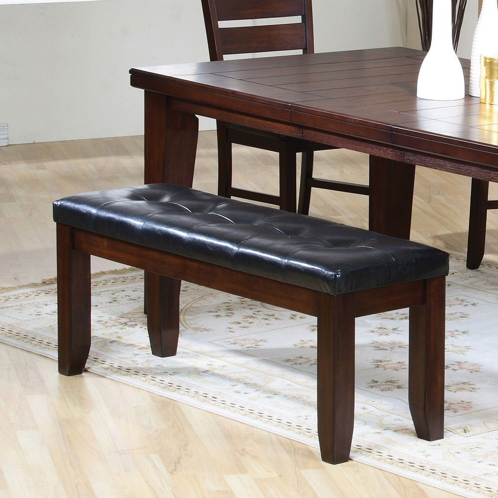 Urbana - 48" Bench - Black Synthetic Leather & Cherry, dark brown, view 2