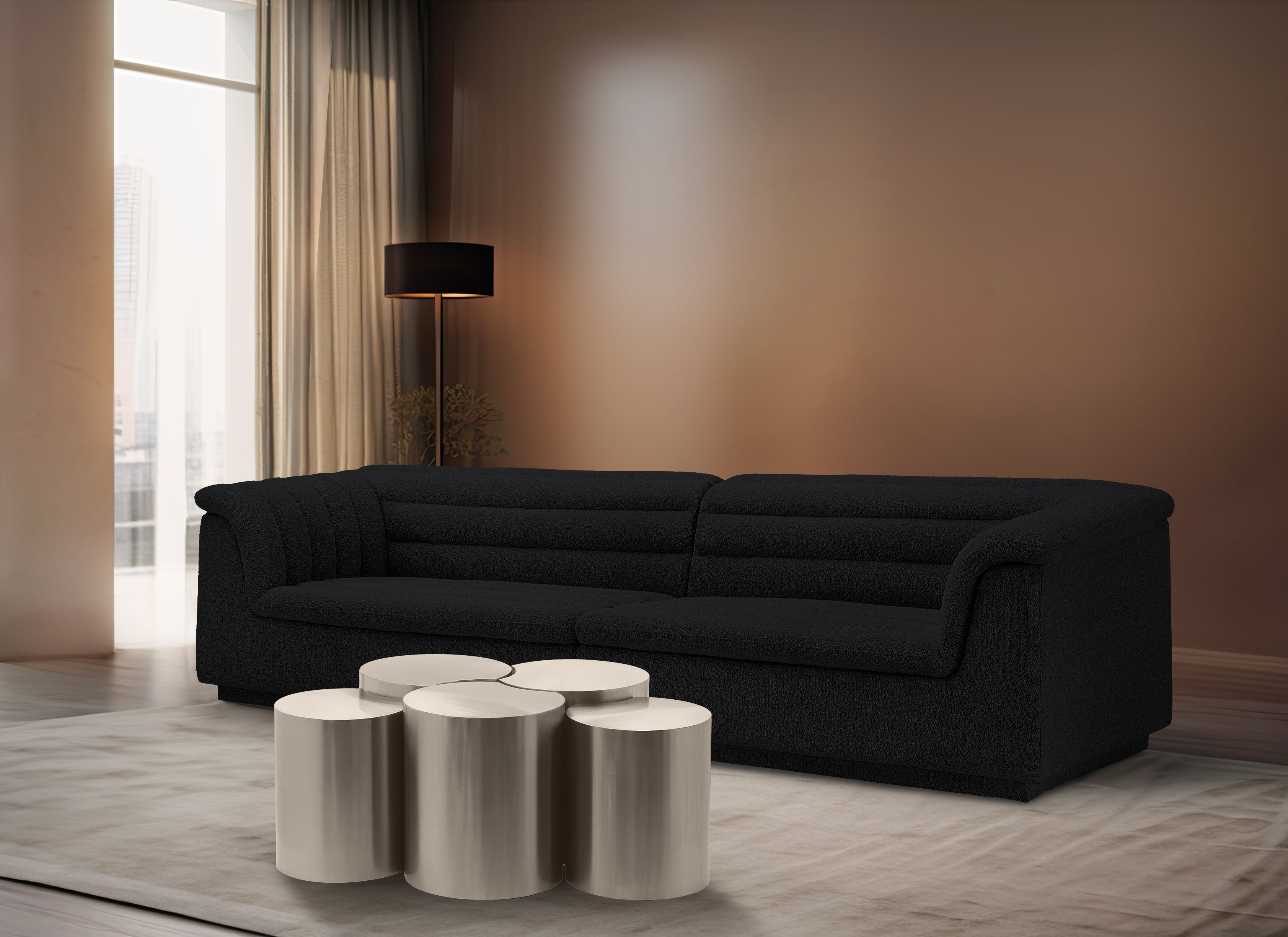 Dimple - 5 Piece Modular Coffee Table - Silver