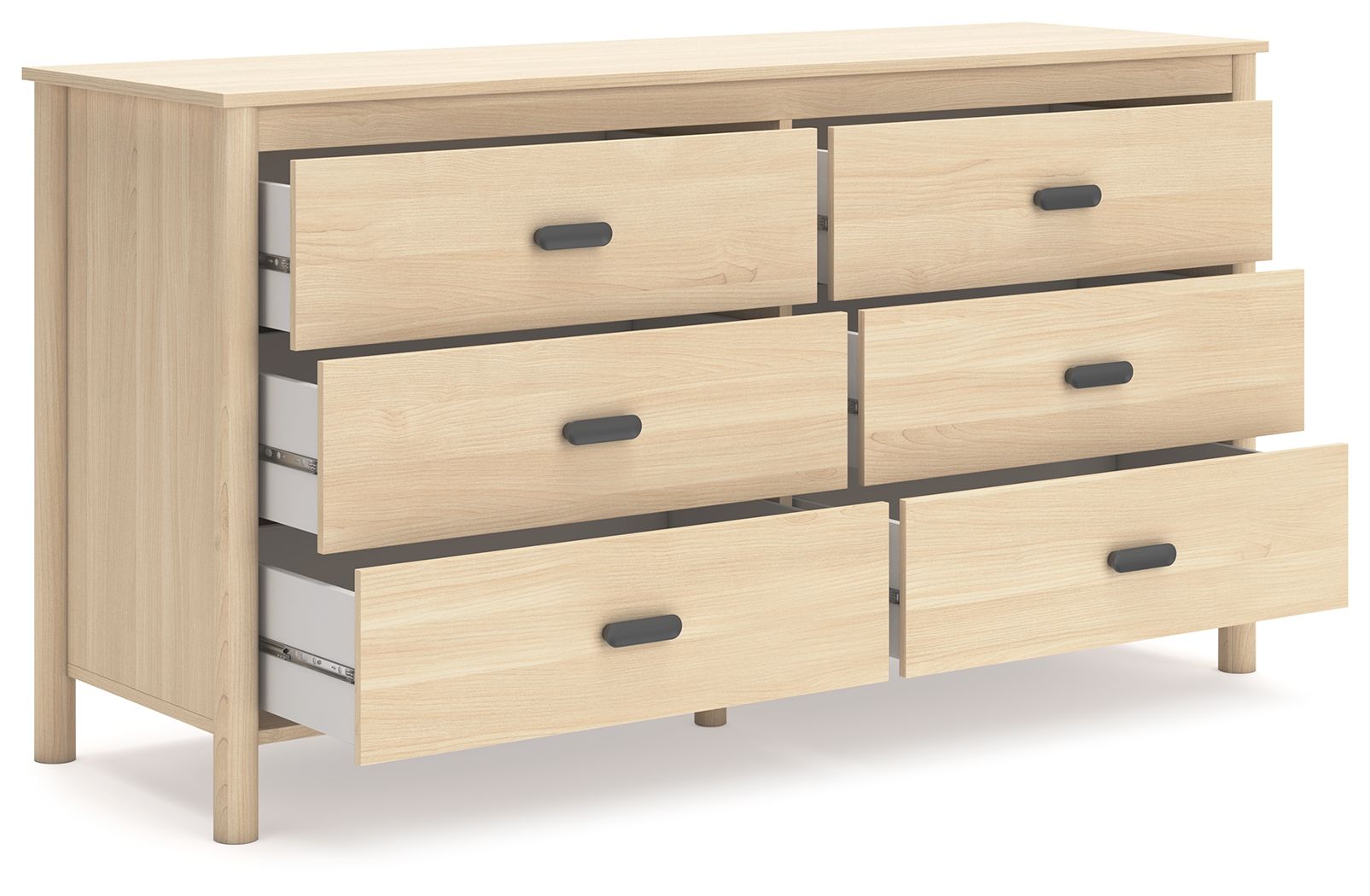 Cabinella - 6 Pc. - Dresser, Chest, Queen Platform Panel Bed, 2 Nightstands - Tan