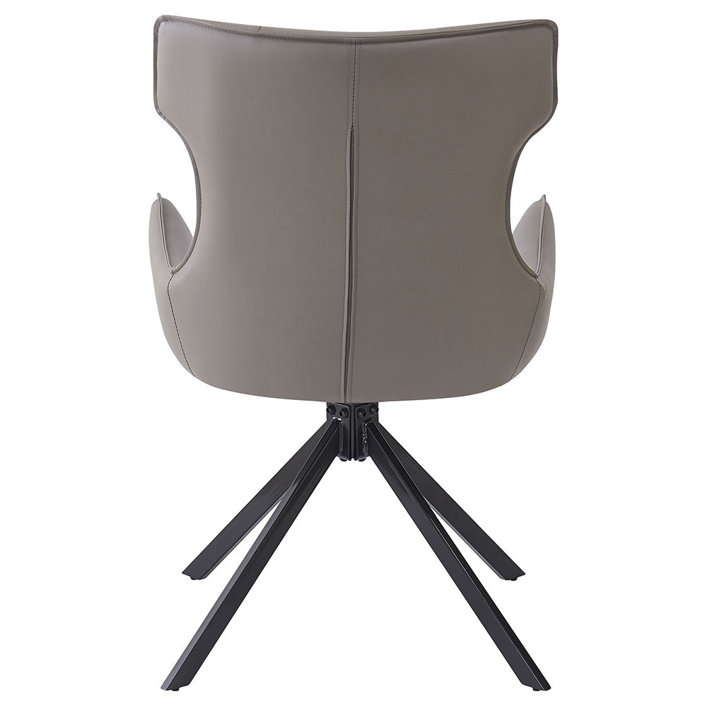 Damita - Camel Synthetic Leather Side Chair With Swivel (Set of 2) - Gray & Black Finsh, gray, view 4