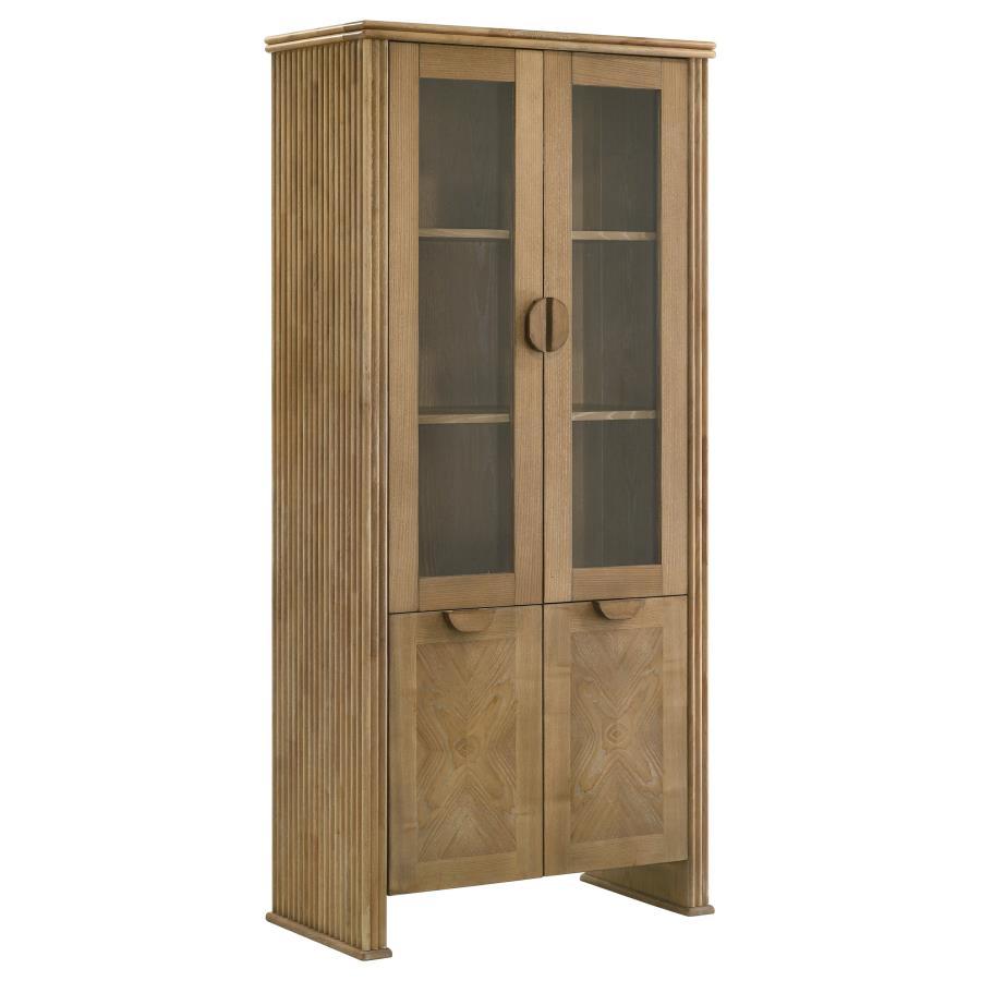 Adina - Tall Display Cabinet - Distressed Light Brown Image