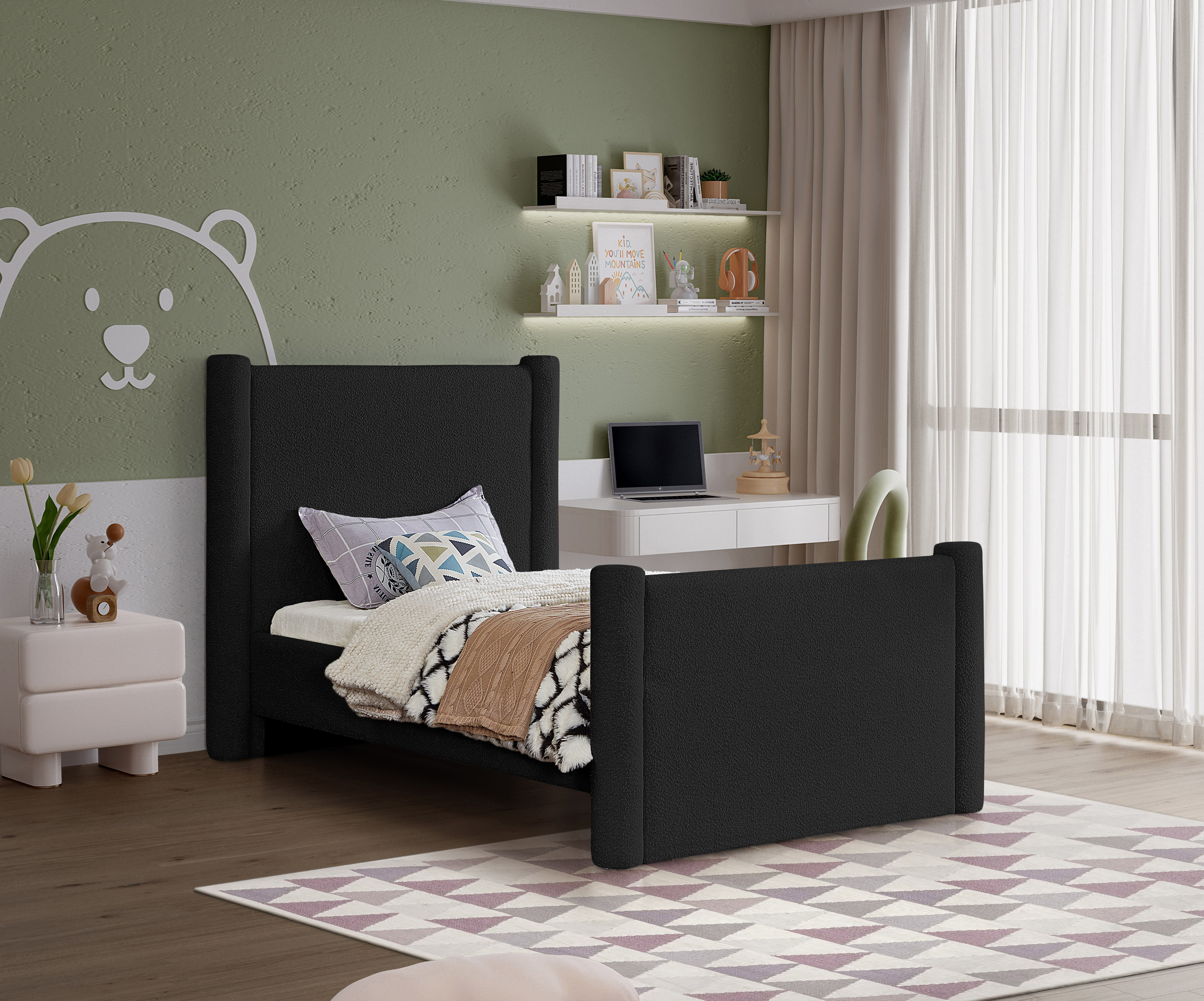 Elias - Boucle Twin Bed - Black
