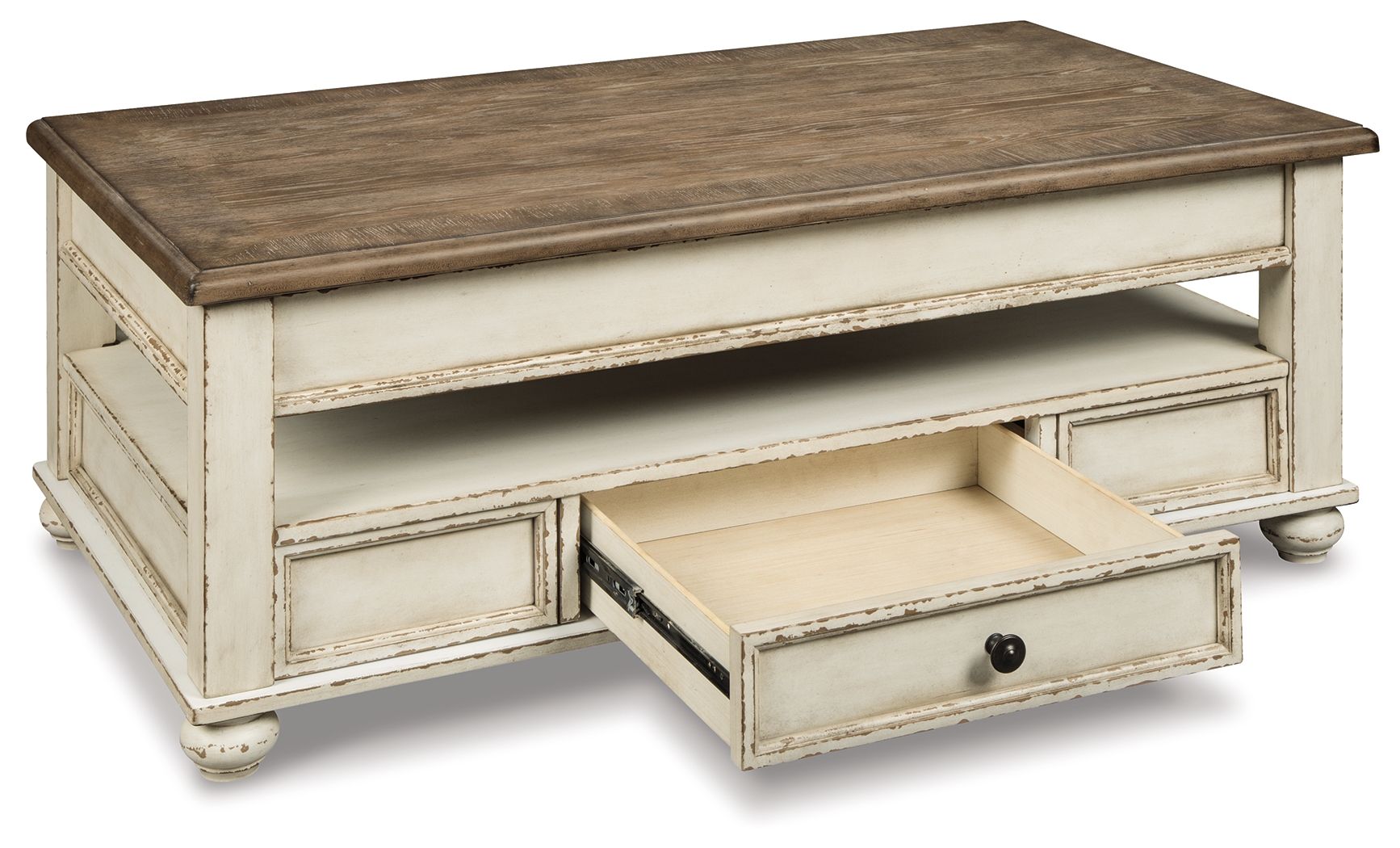 Ashley Furniture Realyn - Lift Top Cocktail Table - White / Brown - Image 5
