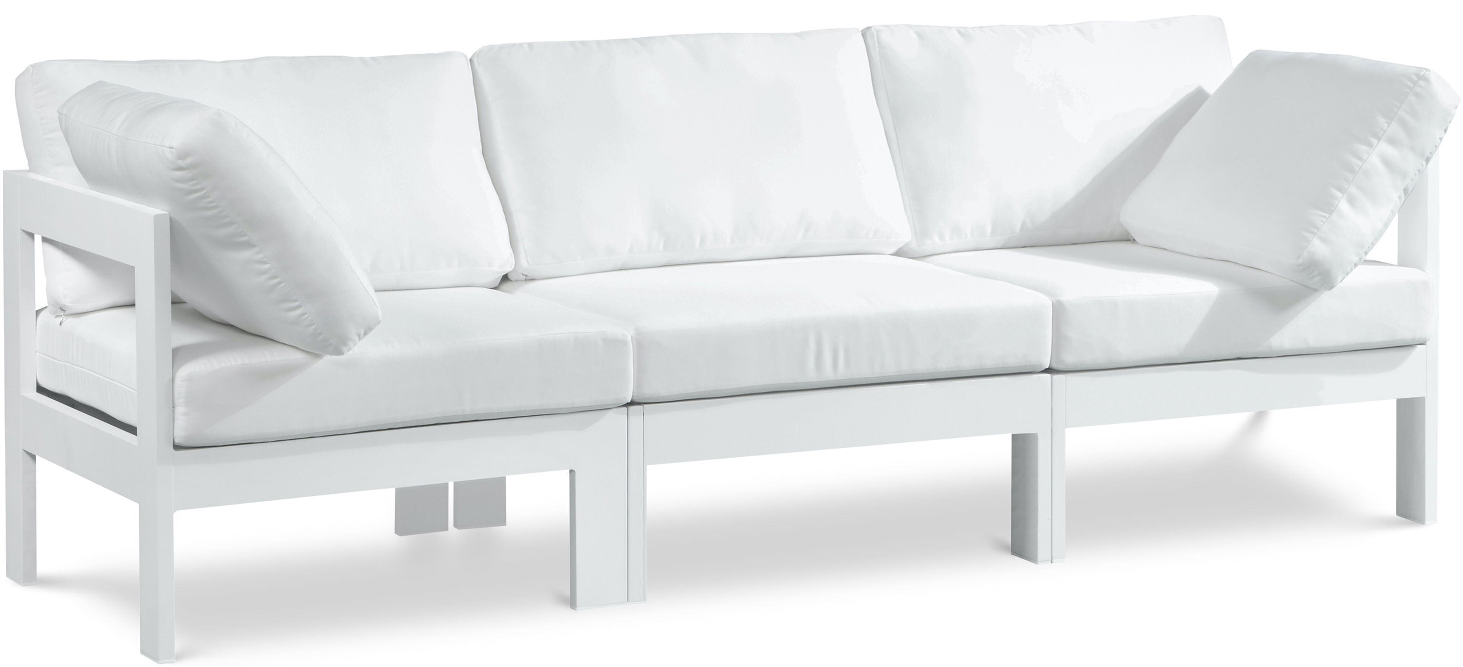 Nizuc - Outdoor Patio 3 Seat Modular Sofa With White Frame - White