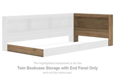 Deanlow – Twin Bookcase Storage with End Panel – Honey