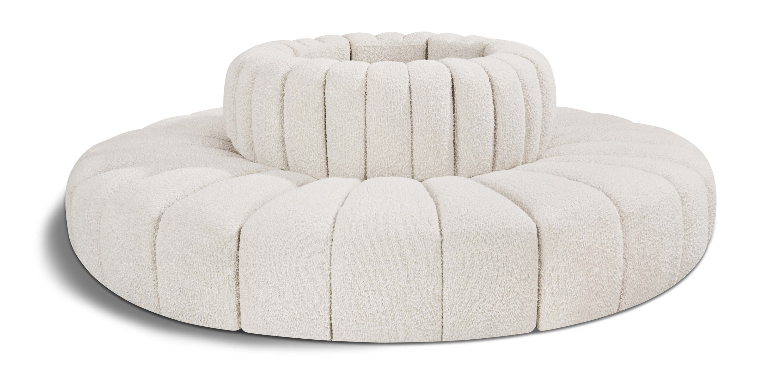 Arc - Boucle Fabric 8 Piece Round Modular Sofa - Cream