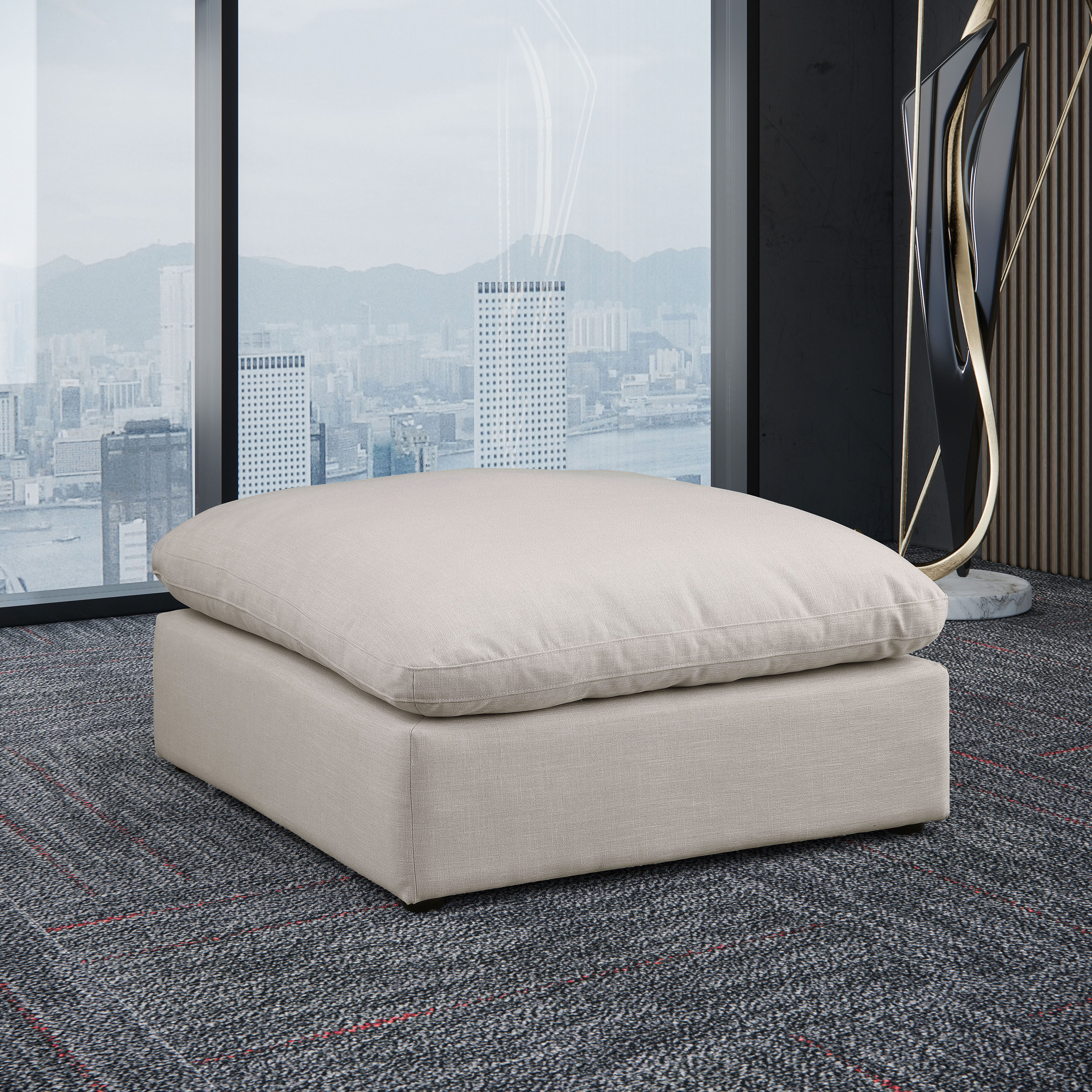 Comfy - Linen Ottoman - Beige