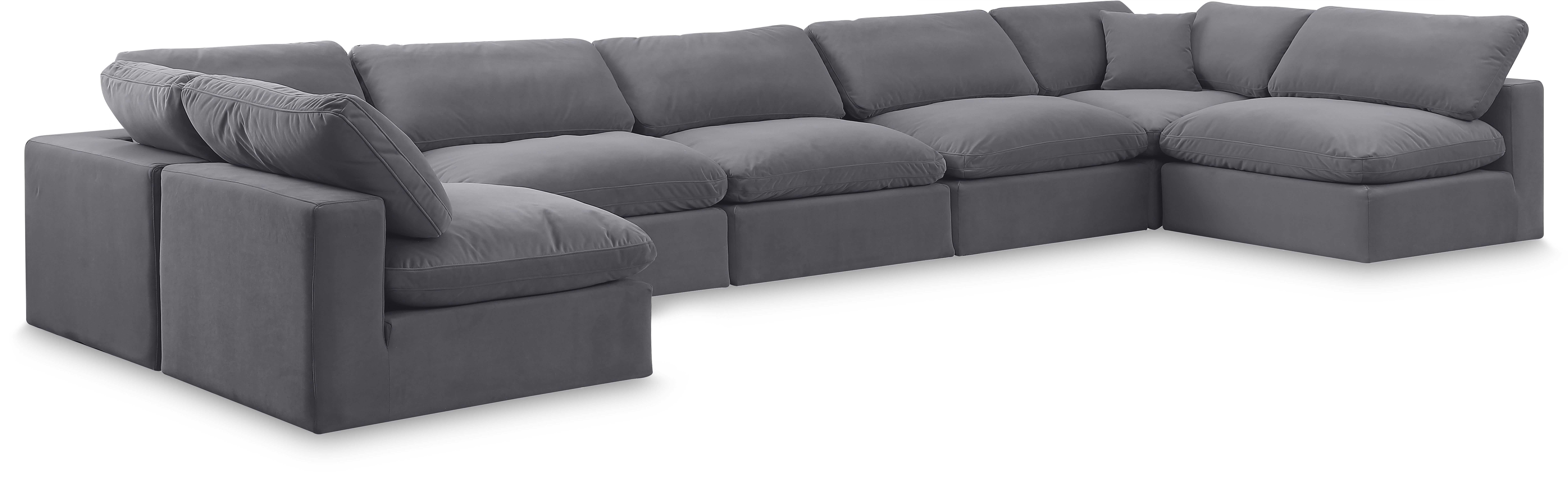 Comfy - 7 Piece Velvet Modular Armless Sectional - Dark Gray