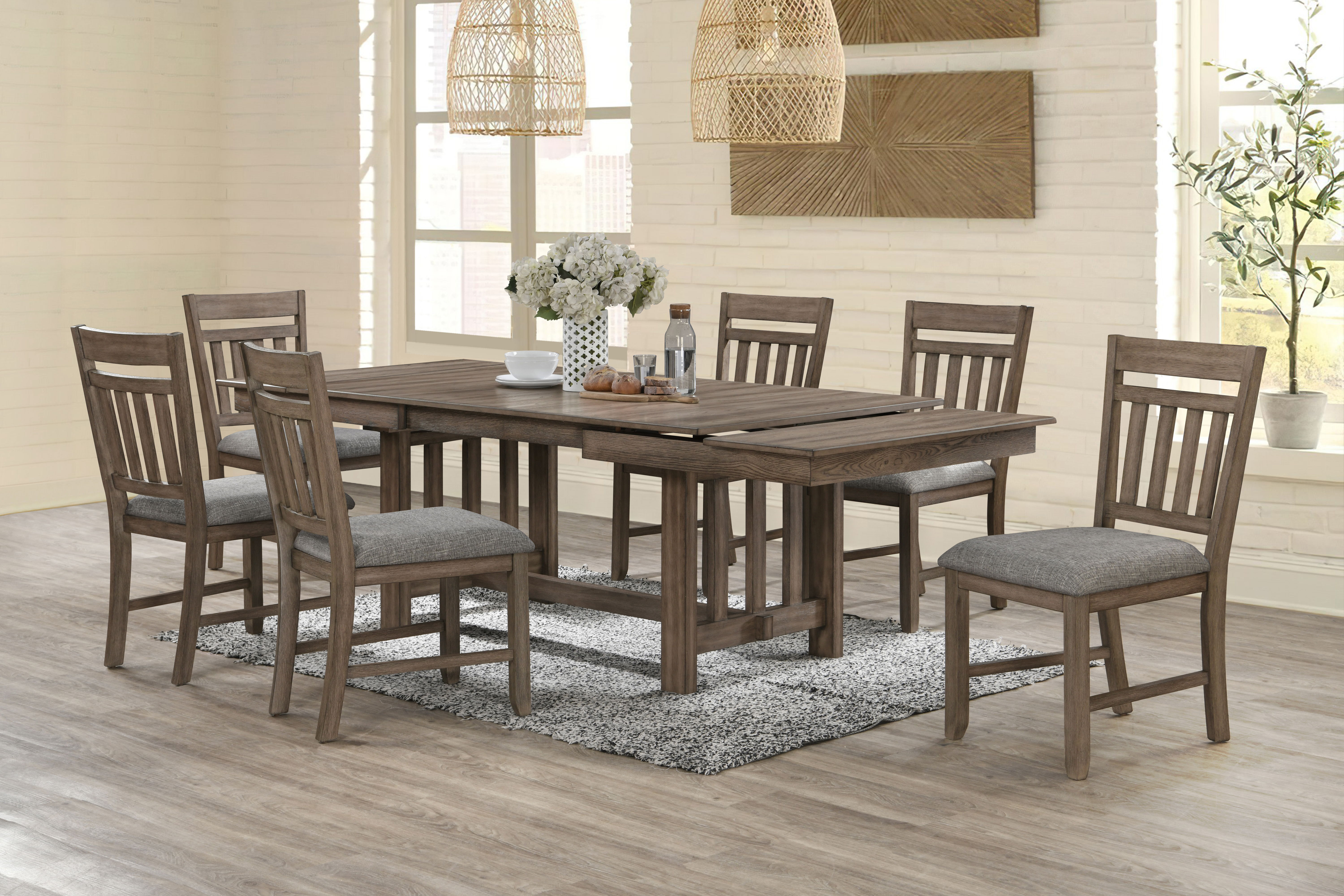 Harrisburg - Dining Table & 6 Chairs - Brown