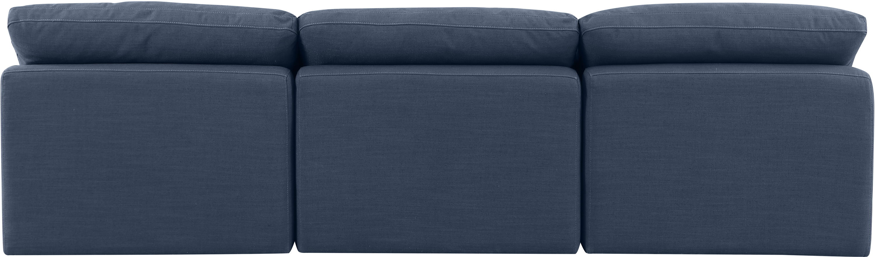 Indulge - Linen 3 Piece Modular Armless Sofa - Navy