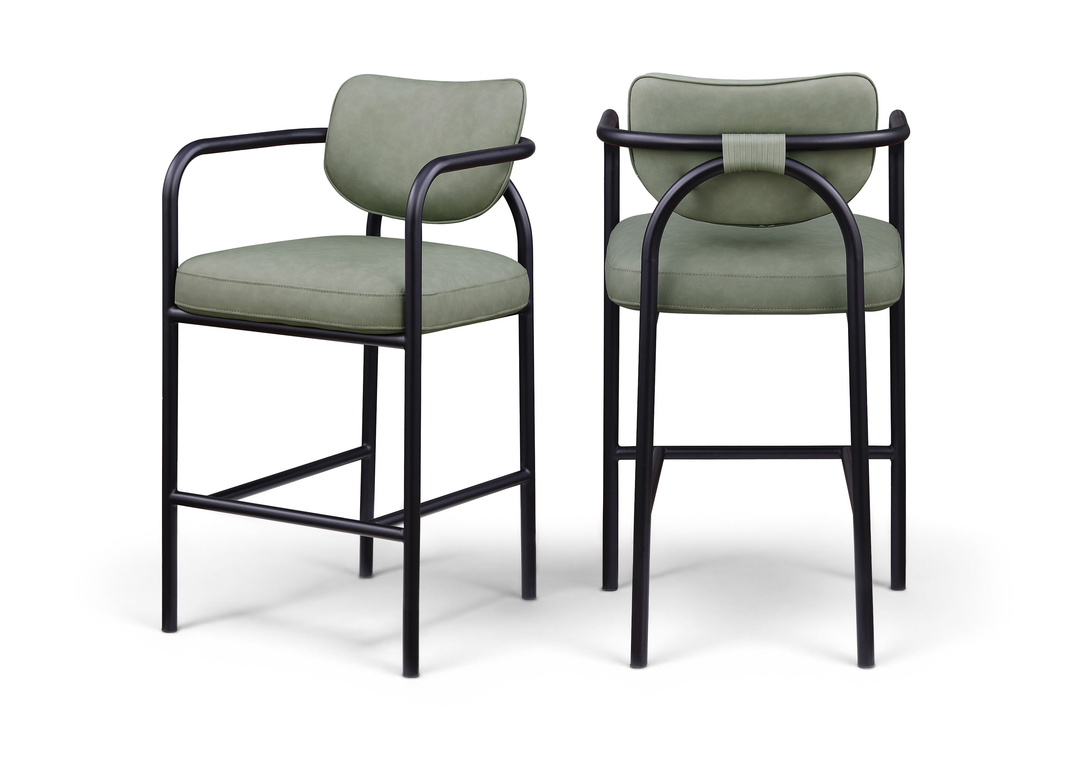 Serava - Vegan Leather Upholstered Bar Stool - Green