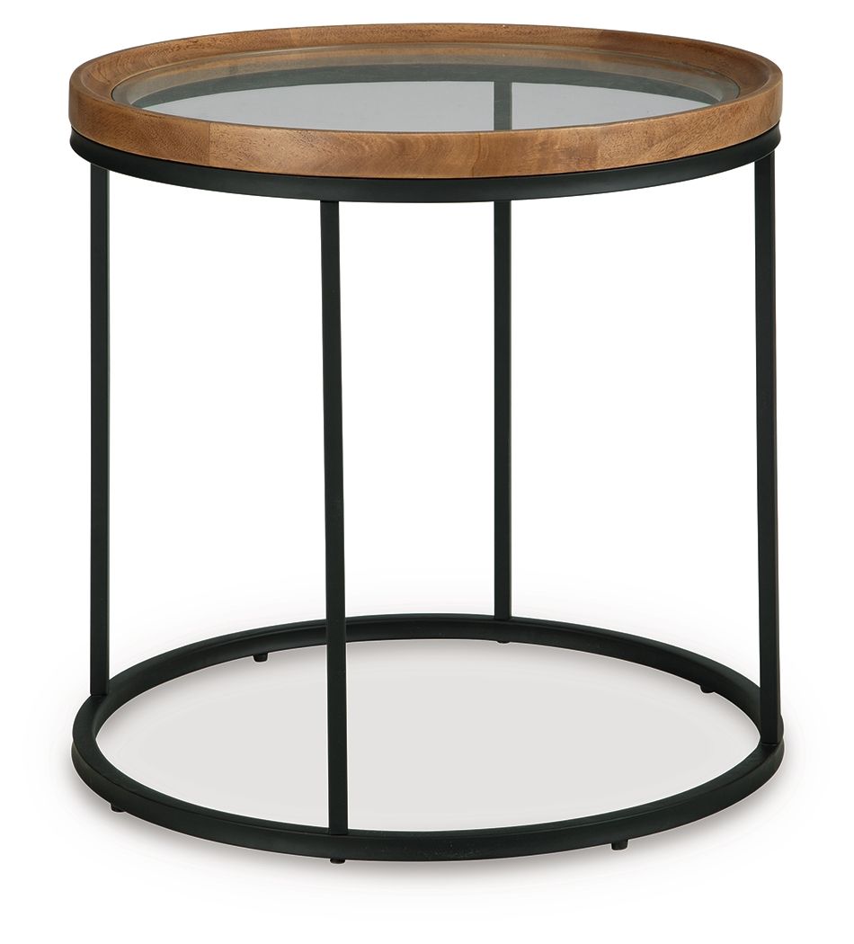 Noraluna - Round End Table - Medium Brown