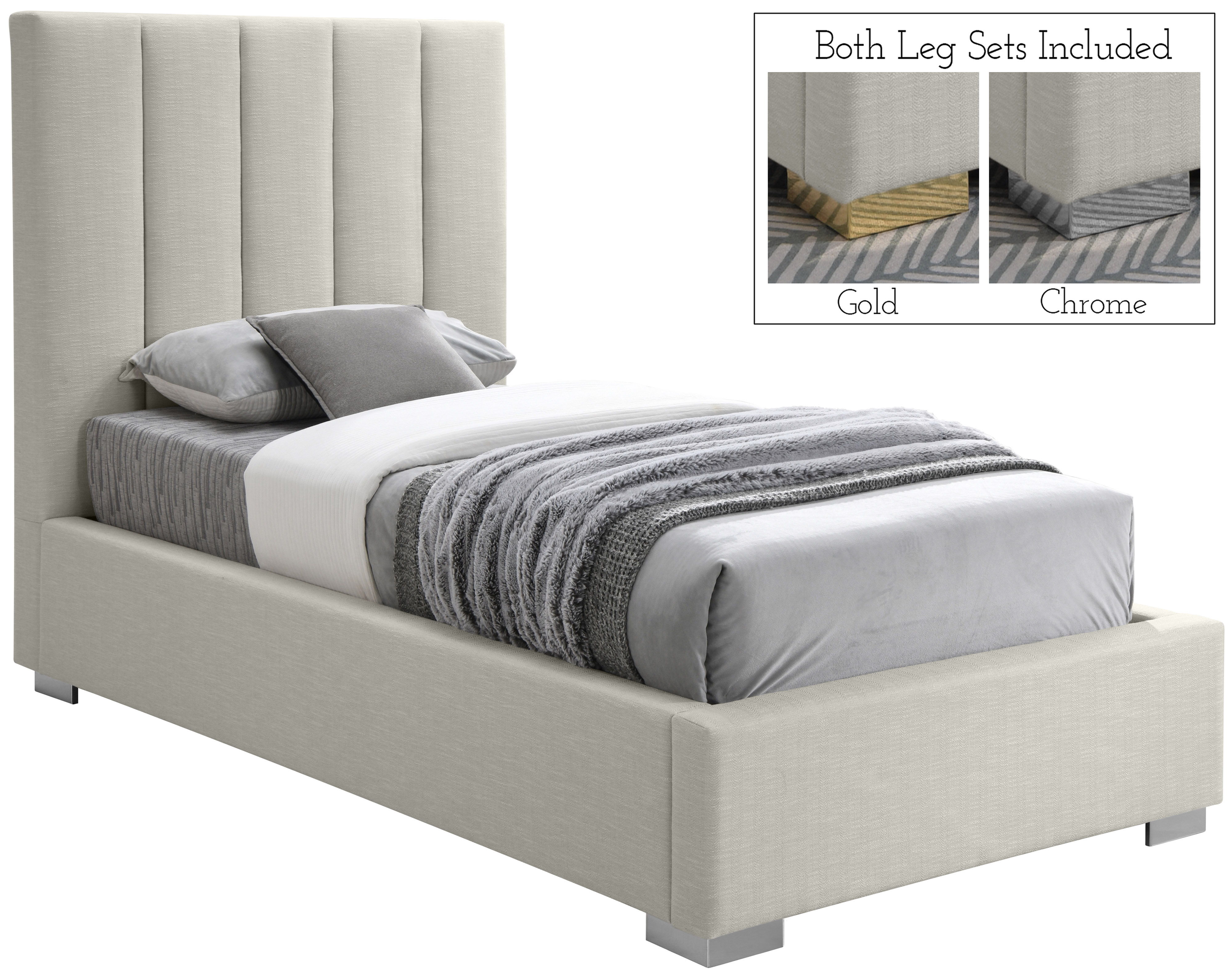 Pierce - Twin Bed - Beige