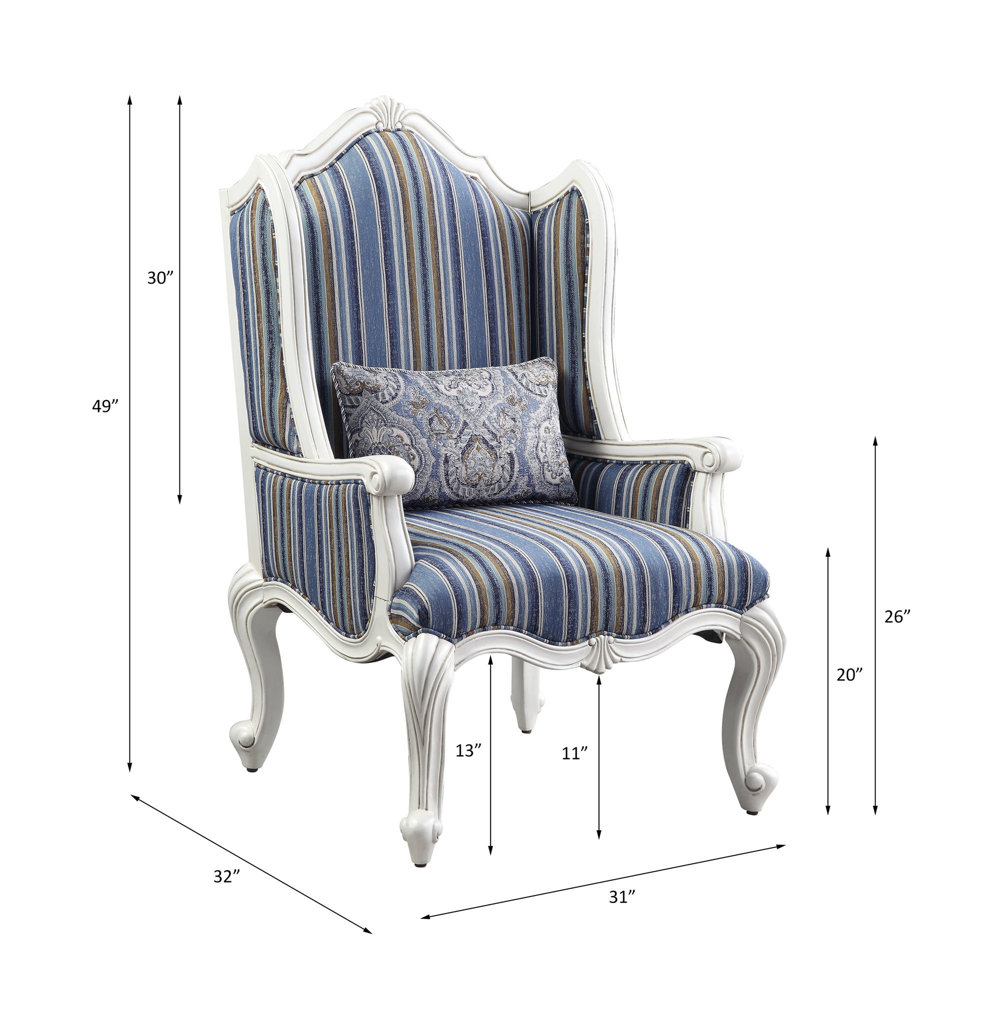 Ciddrenar - Chair With Pillow - Fabric & White, blue, view 6