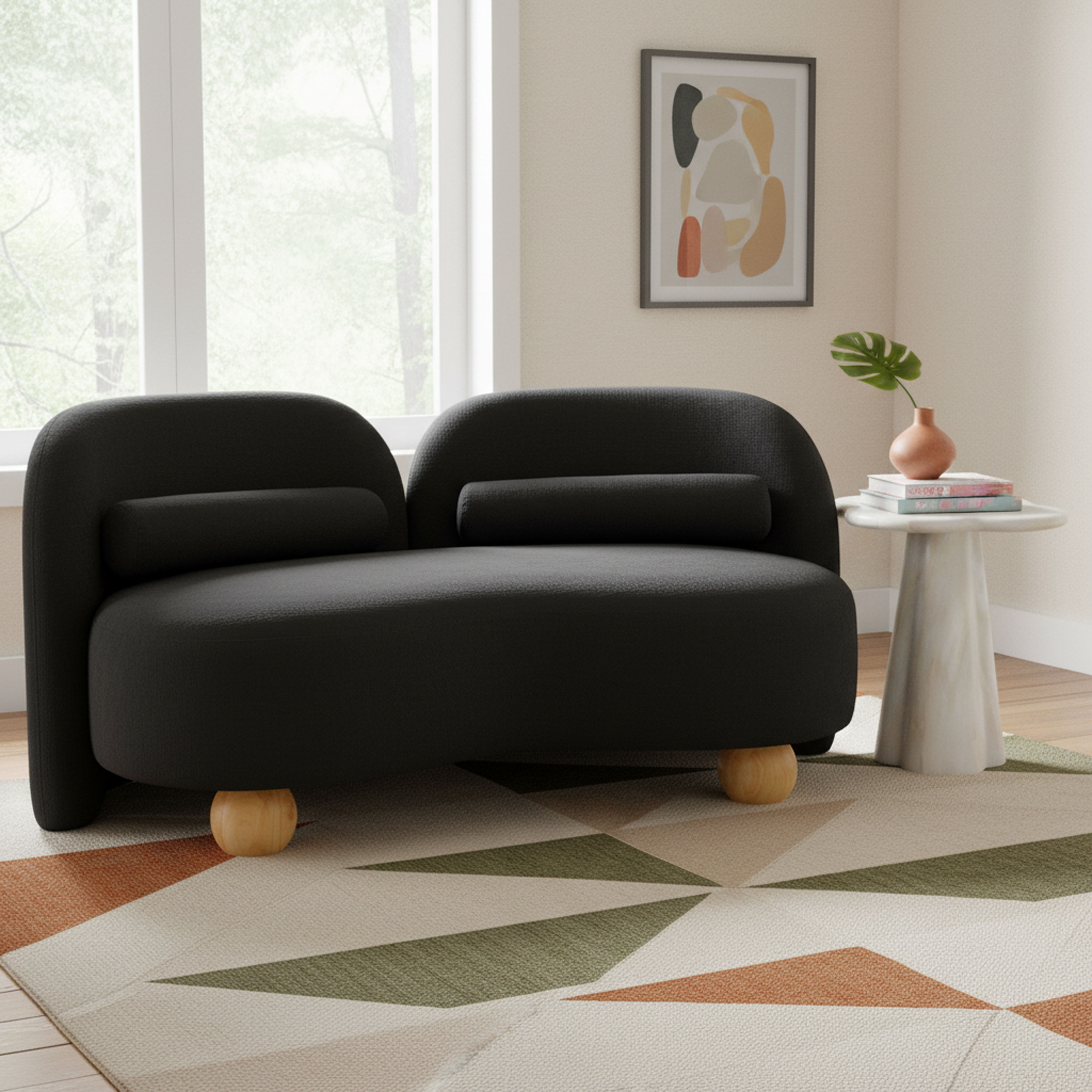 Daphne - Chenille Loveseat - Black