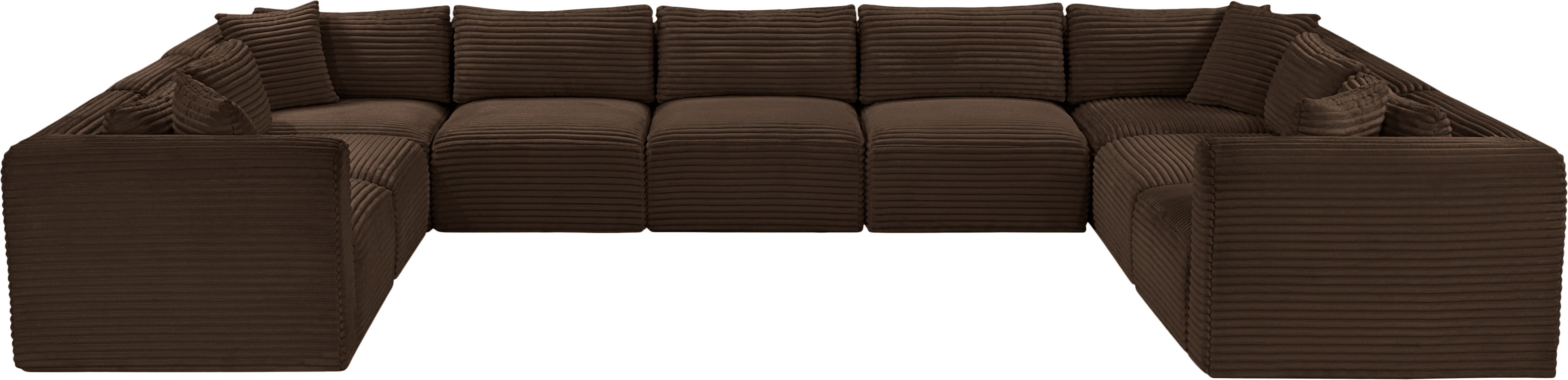 Shaggy - 9 Piece Modular U-Shaped Sectional - Brown