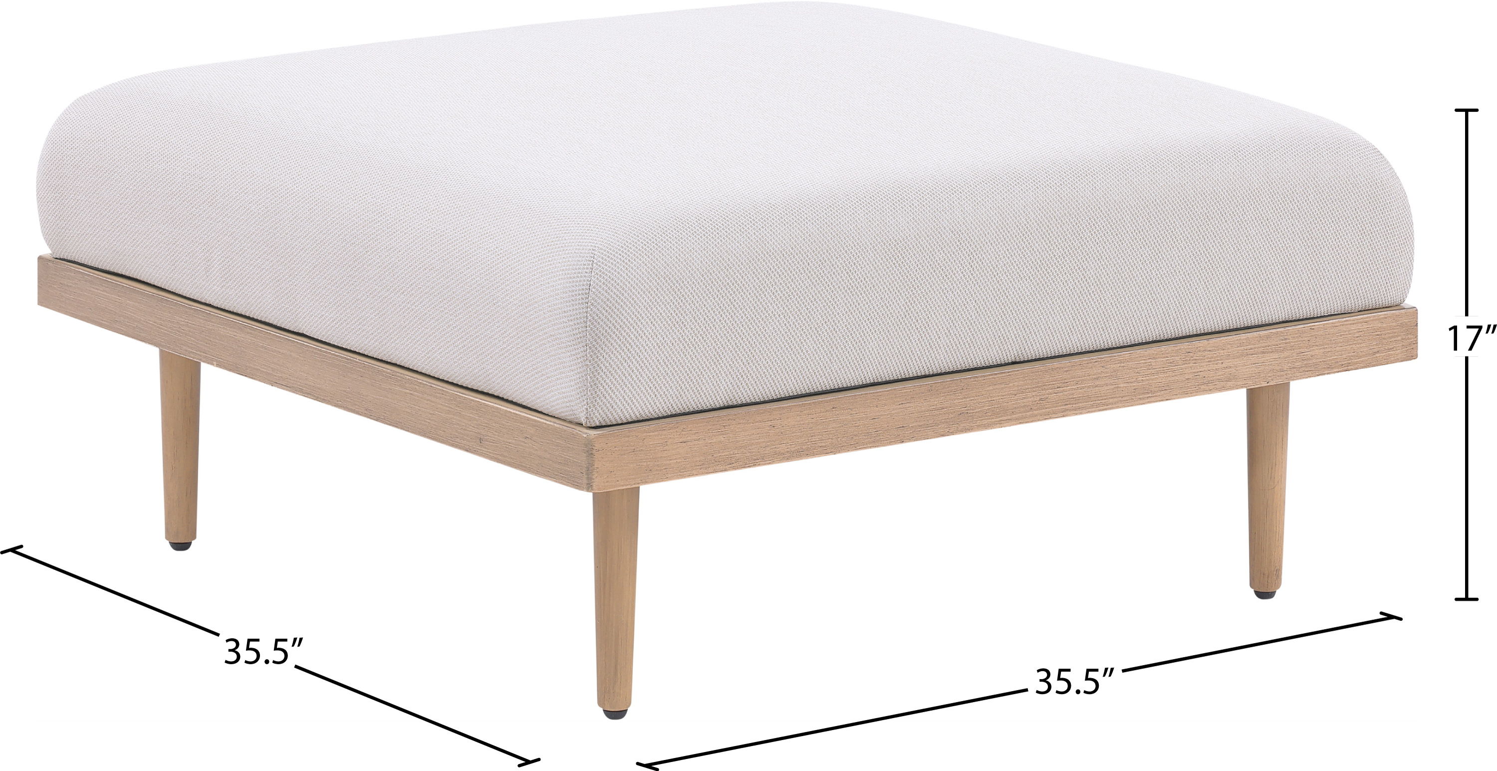 Laguna - Resilient Water Resistant Fabric Upholstered Outdoor Patio Modular Ottoman - Beige