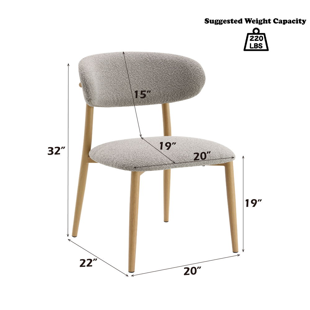 Kacey - Side Chair (Set of 2) - Gray Boucle & Natural, gray, view 6