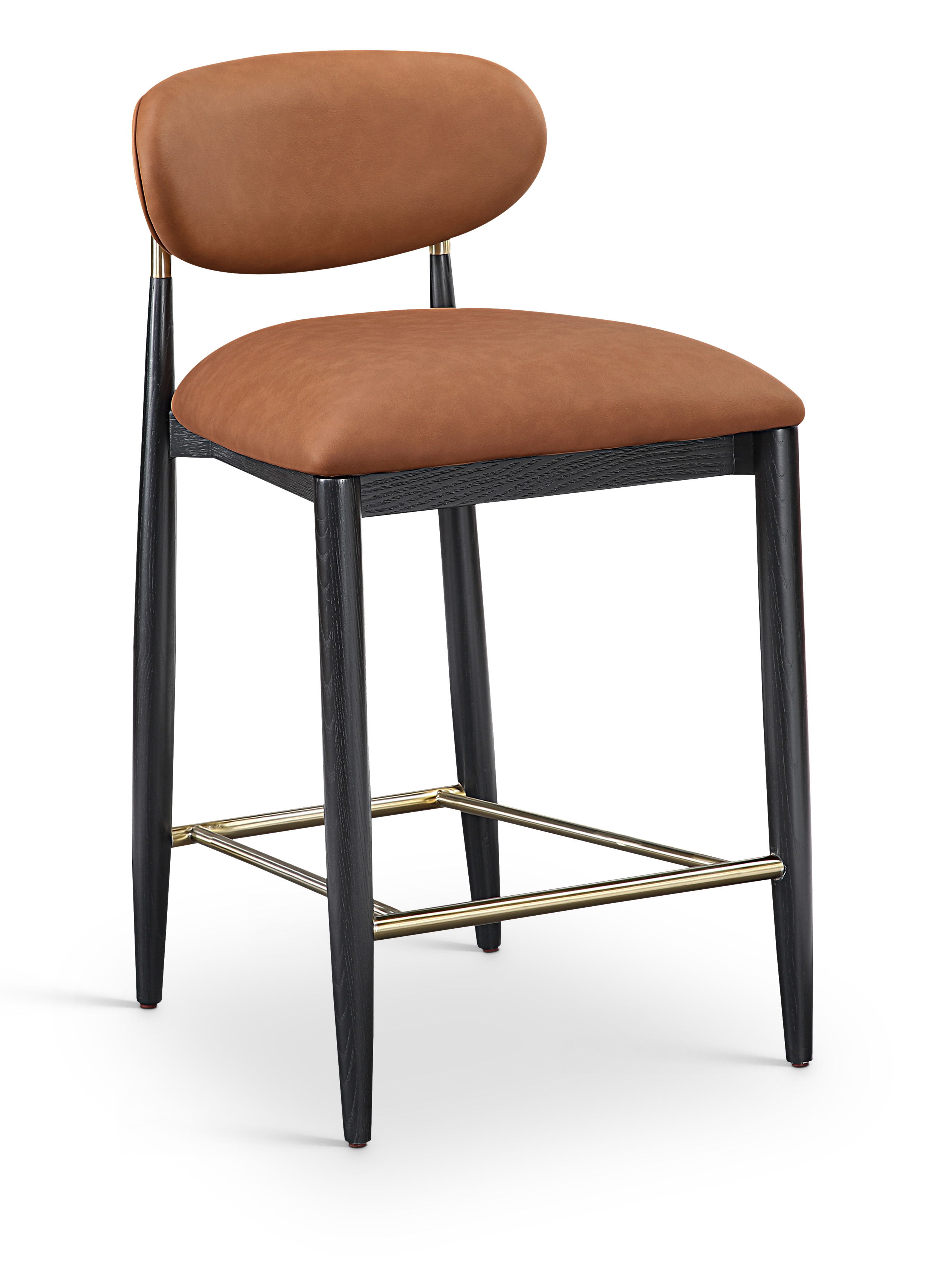 Riccio - Vegan Leather Upholstered Stool - Cognac