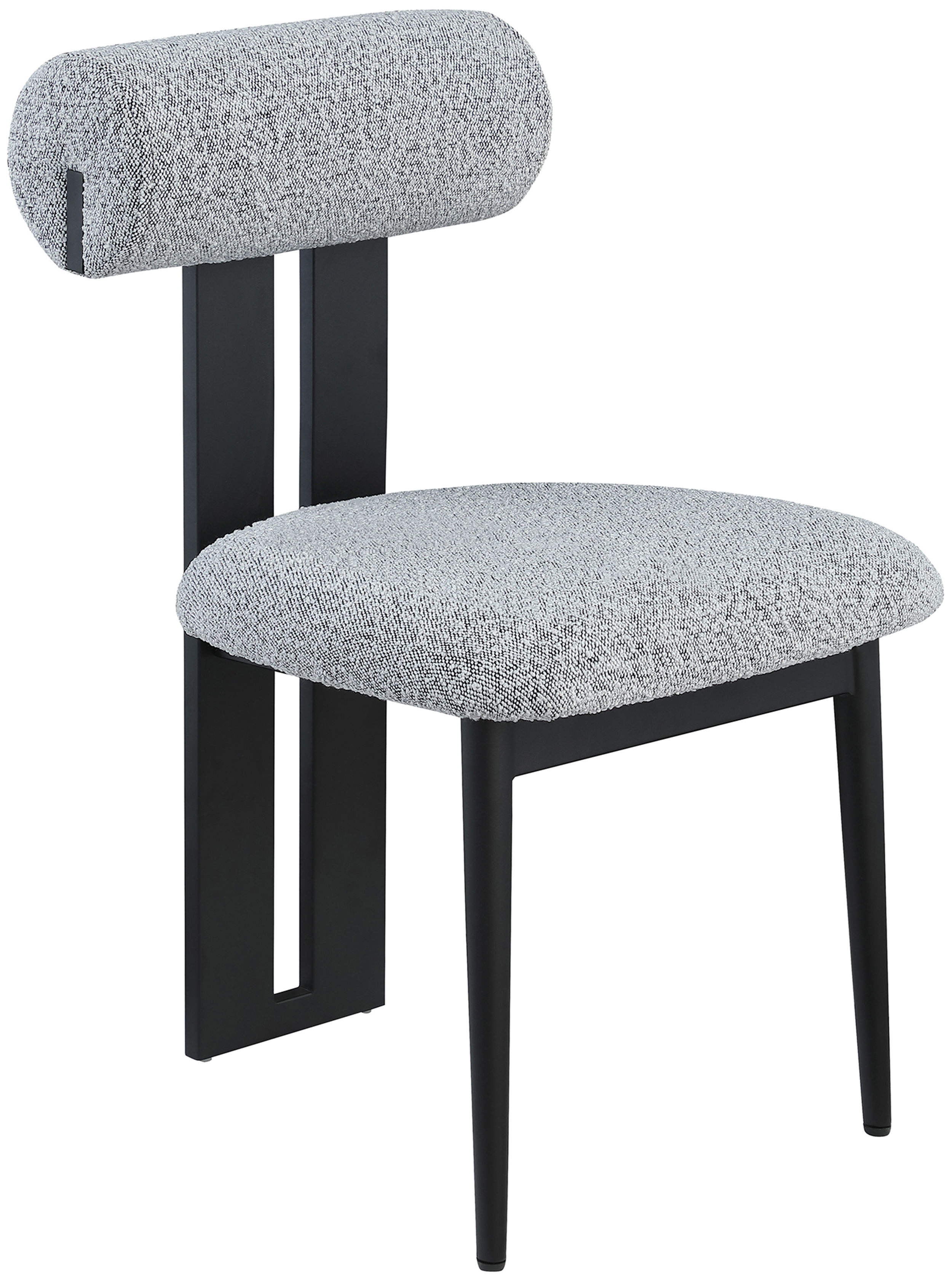 Dario - Boucle Dining Chair With Black Frame (Set of 2) - Gray