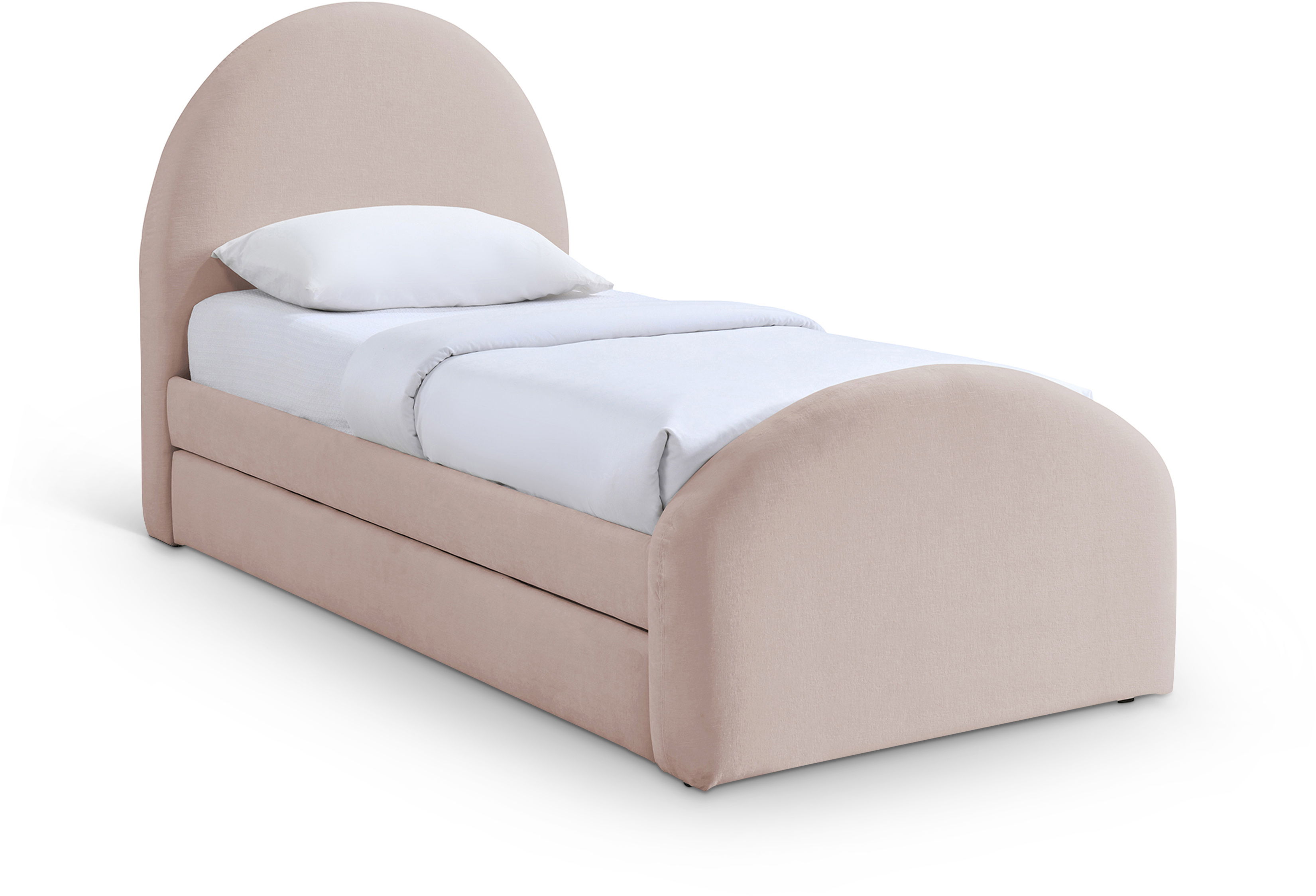 Andaz - Chenille Fabric Upholstered Twin Trundle Bed - Pink