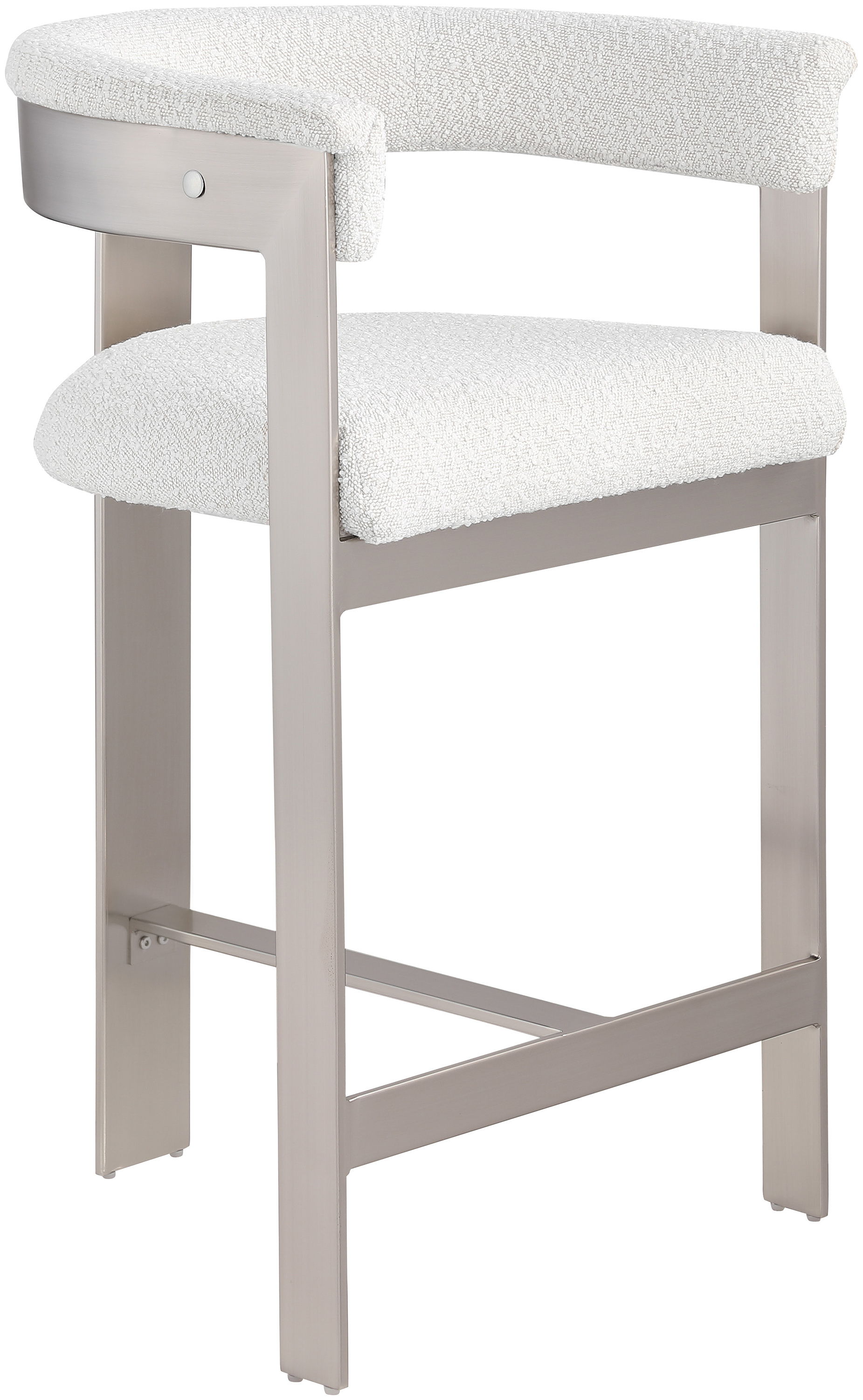 Romeo - Boucle Counter Stool With Silver Base (Set of 2) - Cream