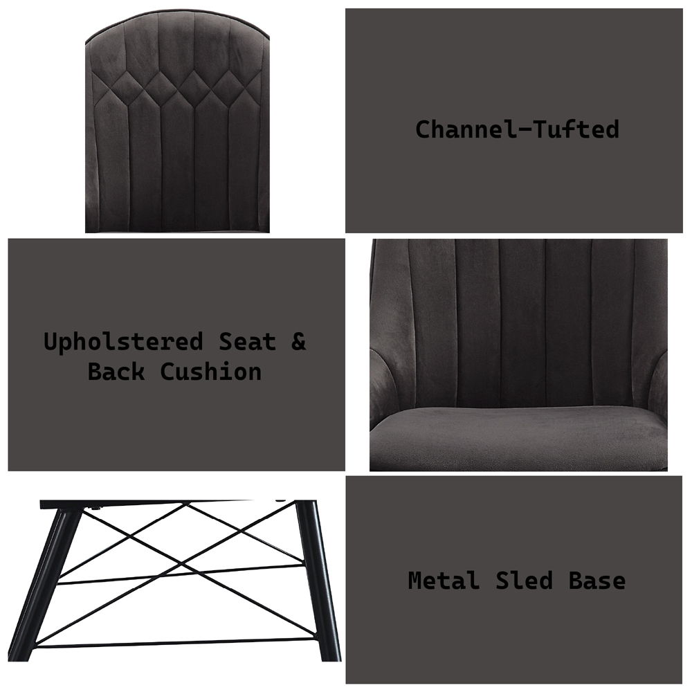 Abraham - Side Chair (Set of 2) - Dark Gray Fabric & Black, dark gray, view 6