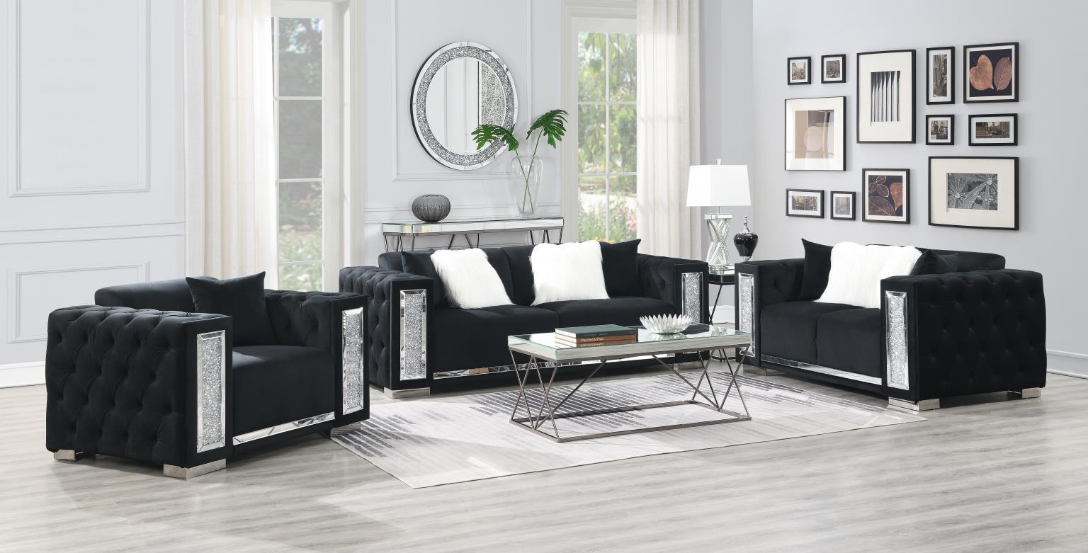 U249 - Velvet Sofa - Black
