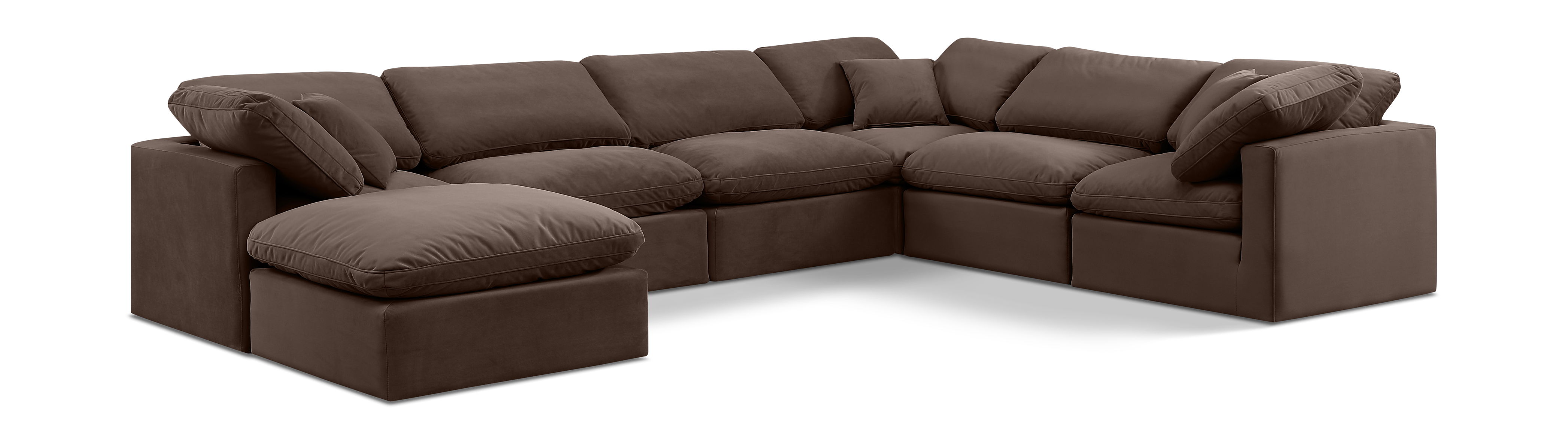 Indulge - Velvet 7 Piece Modular Sectional - Brown