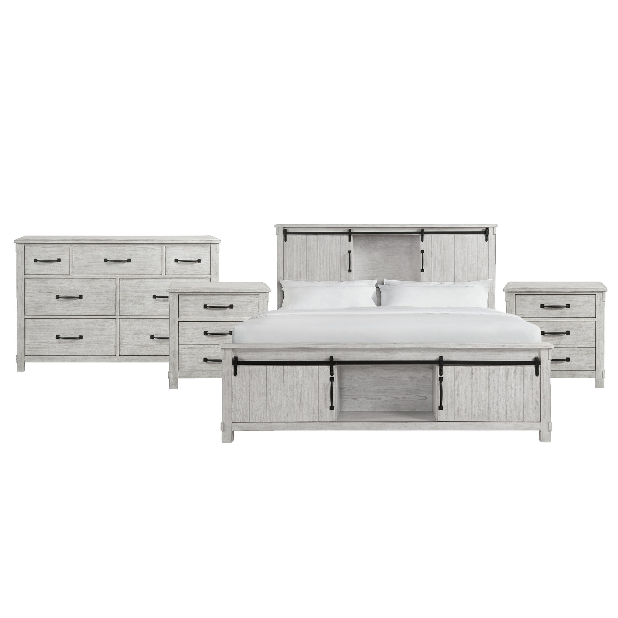 King · 4 Pc · Bedroom Set With 2 Nightstands & Dresser