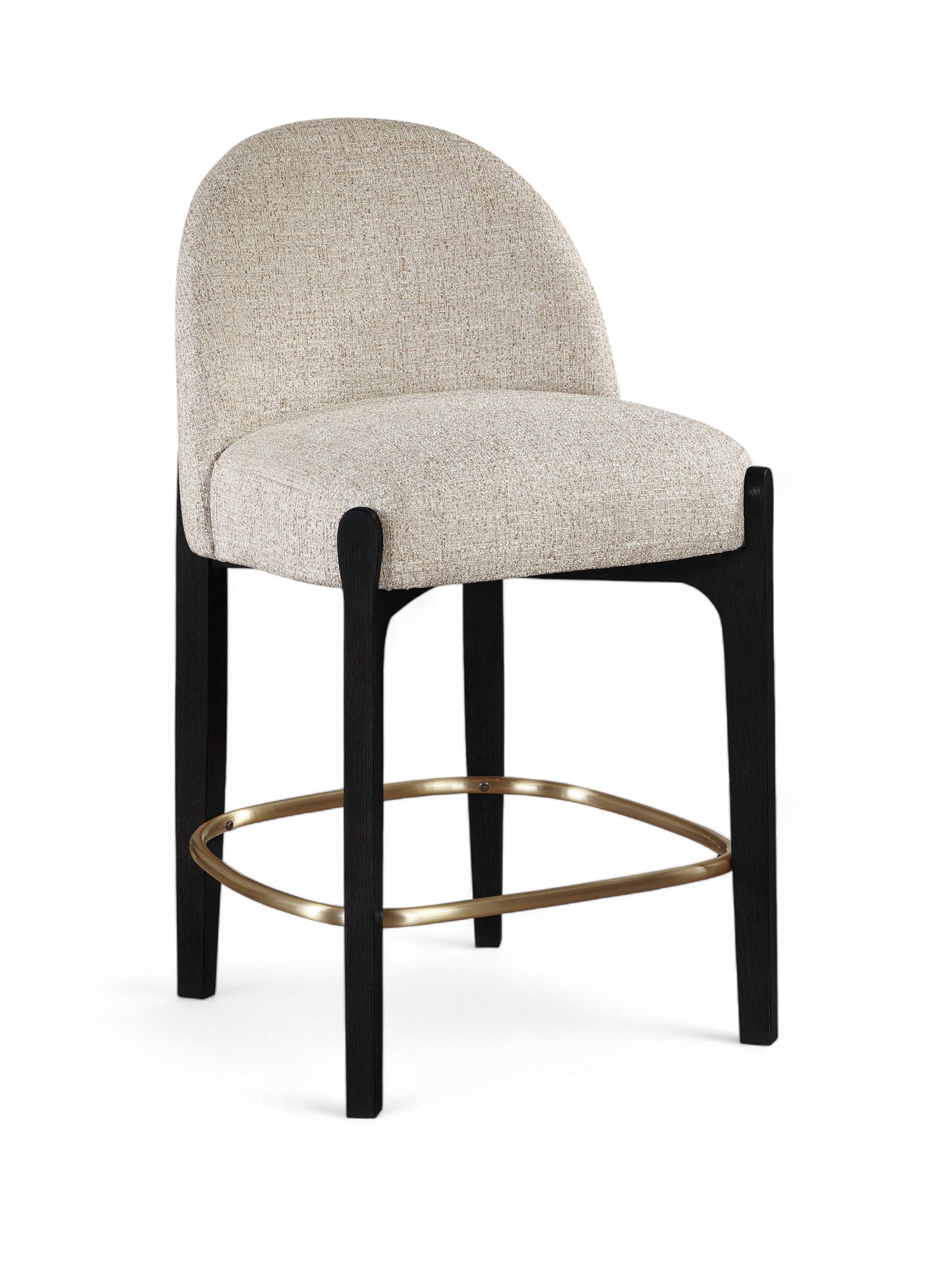 Torino - Fabric Upholstered Counter Stool (Set of 2) - Beige / Brushed Black