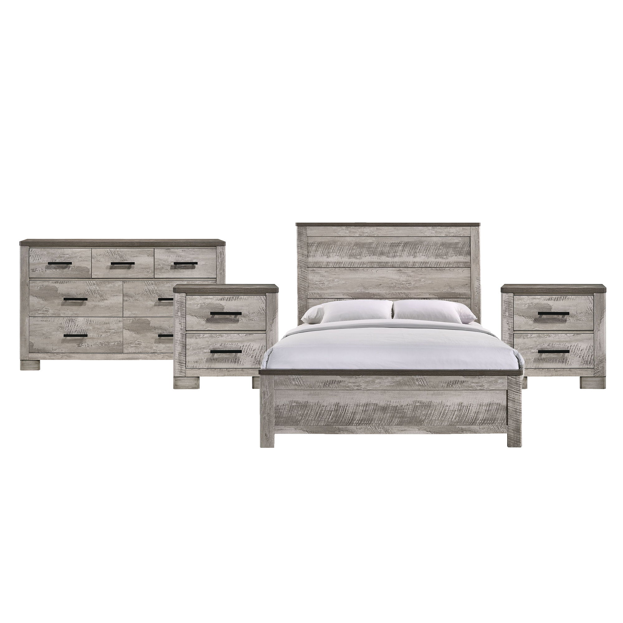 Millers Cove - Queen 4 Piece Bedroom Set With 2 Nightstands & Dresser - Gray