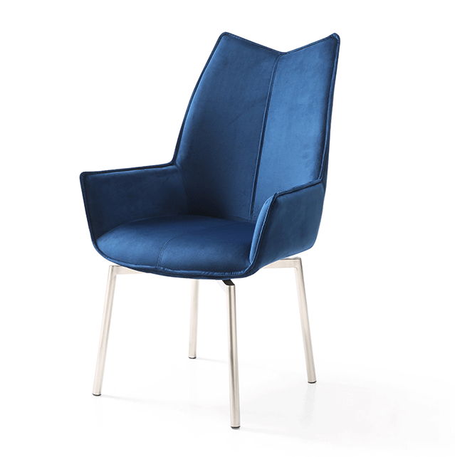 1218 - Swivel Steel Dining Chair - Navy Blue