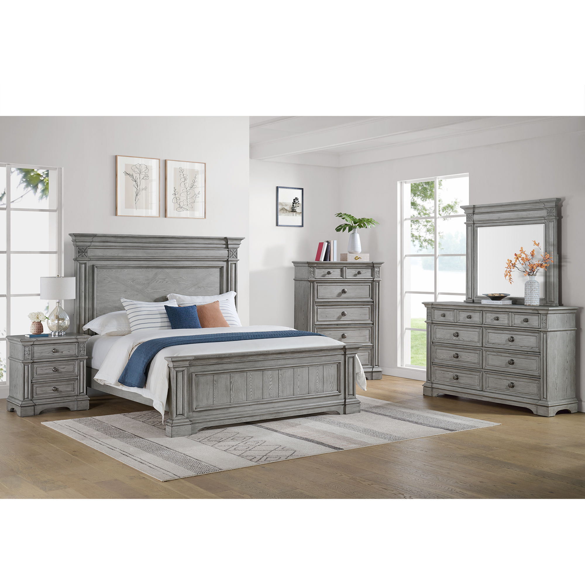 Glenmore - Queen Panel Bed - Aged Gray
