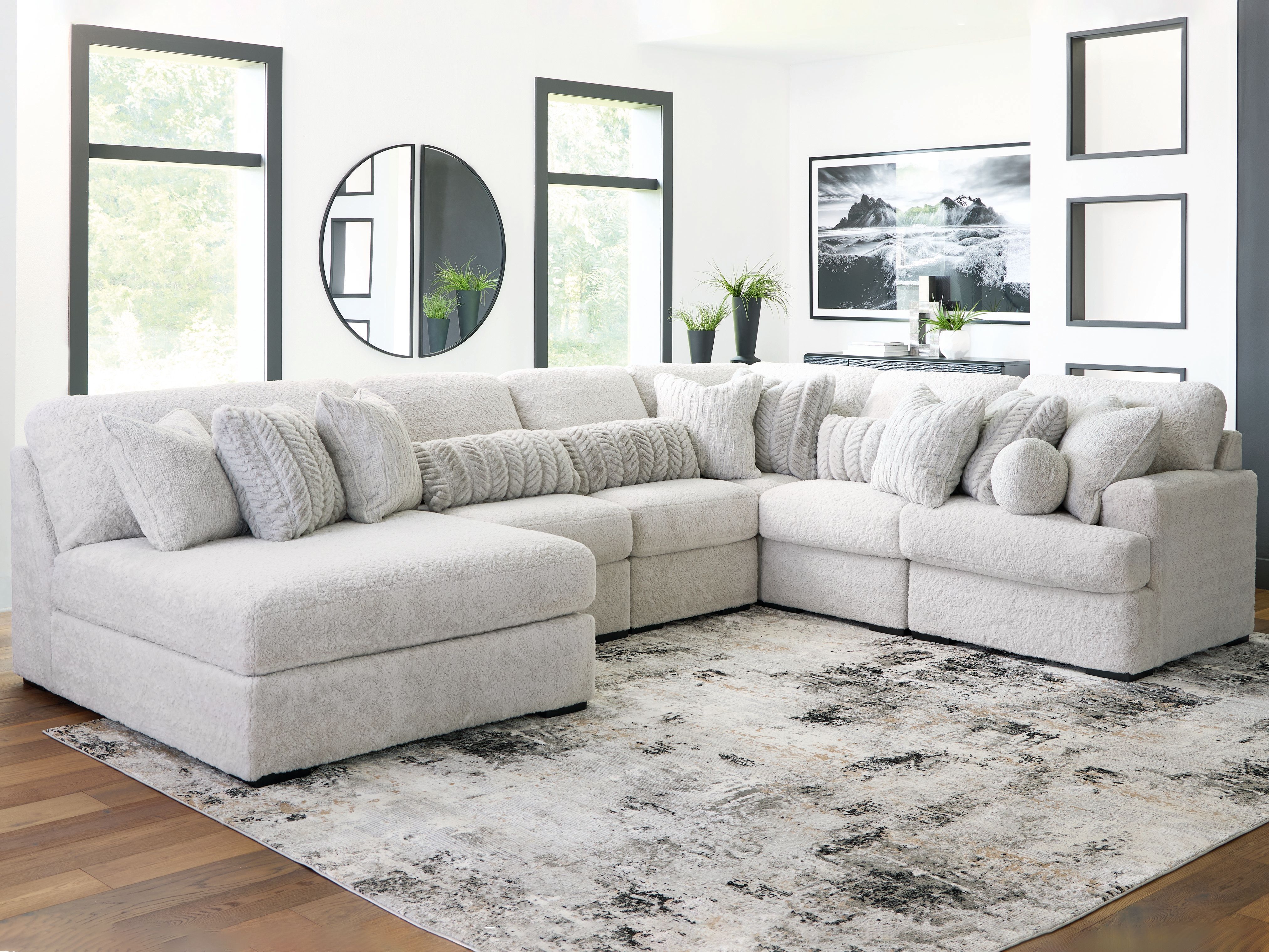 Ashley Furniture Cuddle Plush - 6-Piece Sectional With Armless Chaise And RAF Corner Chair - Arctic - Image 3
