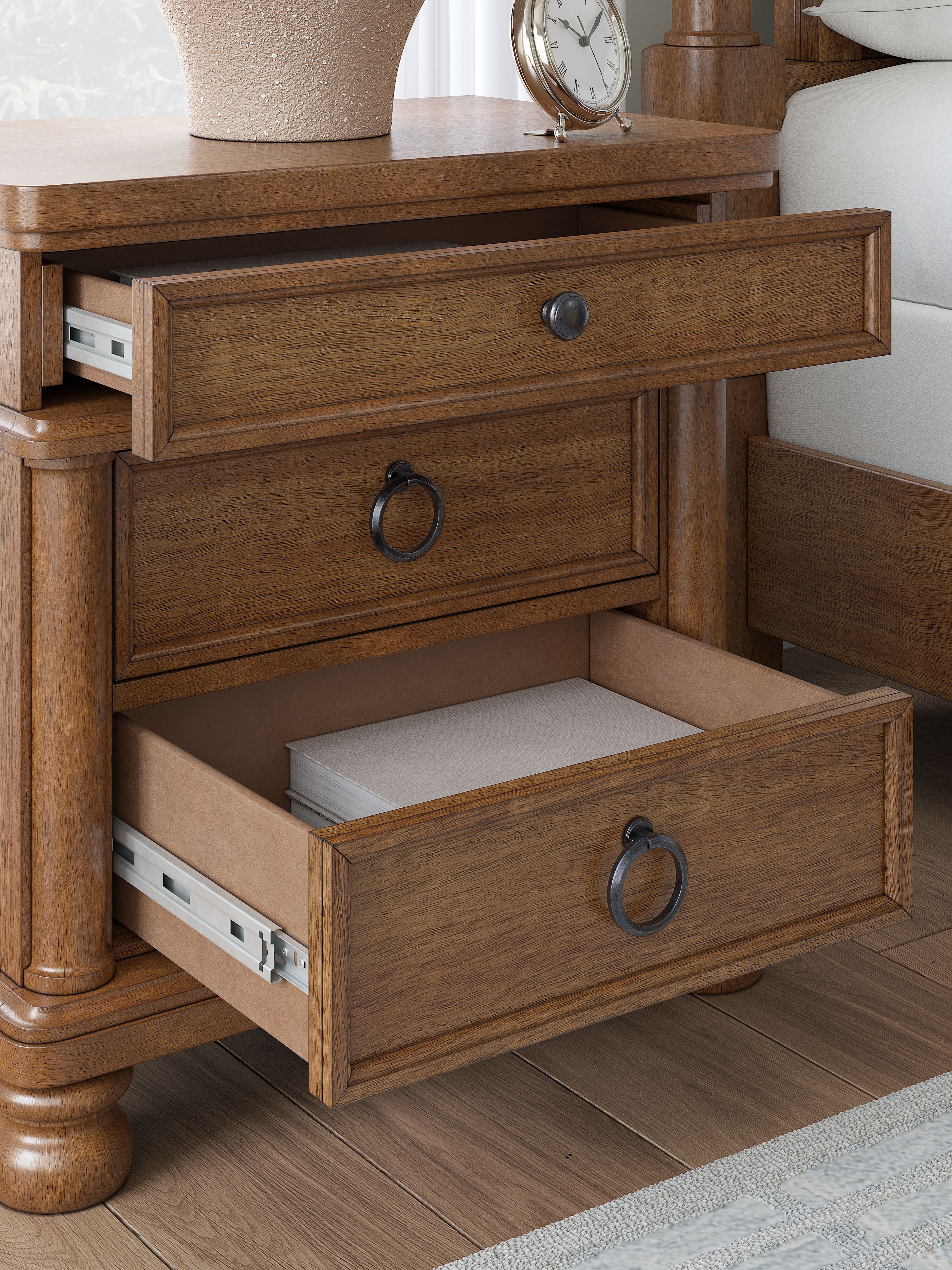 Ashley Furniture Rowlenstown - Three Drawer Night Stand - Brown - Image 10