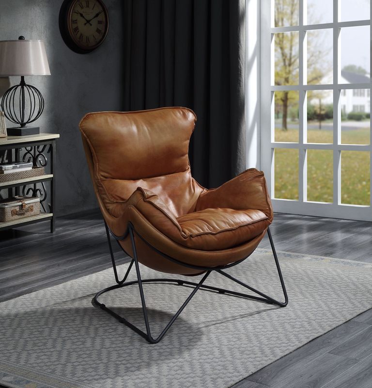 Thurshan - Accent Chair - Aperol Top Grain Leather & Black, light brown, view 8