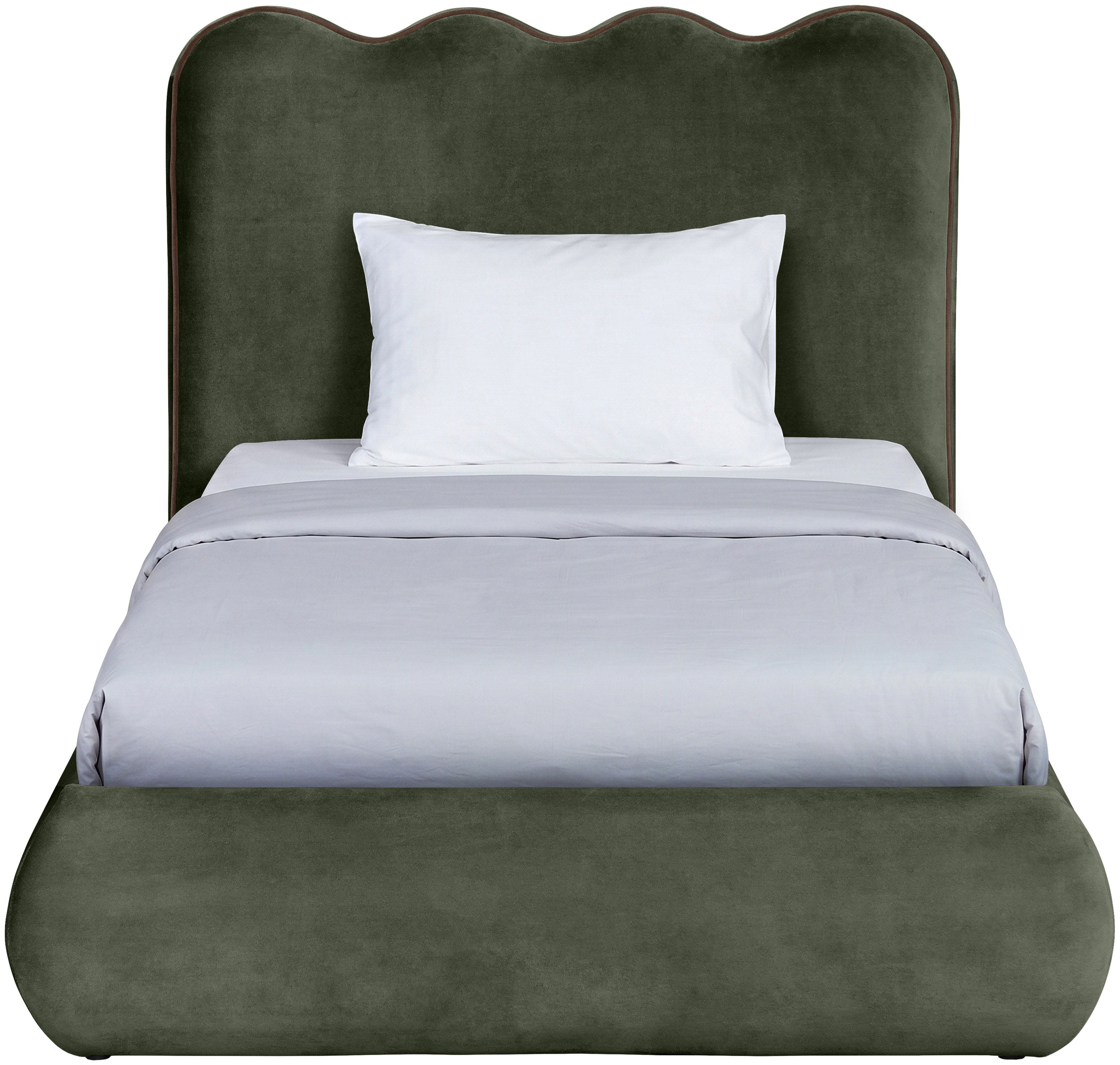 Tempo - Velvet Upholstered Twin Bed - Green