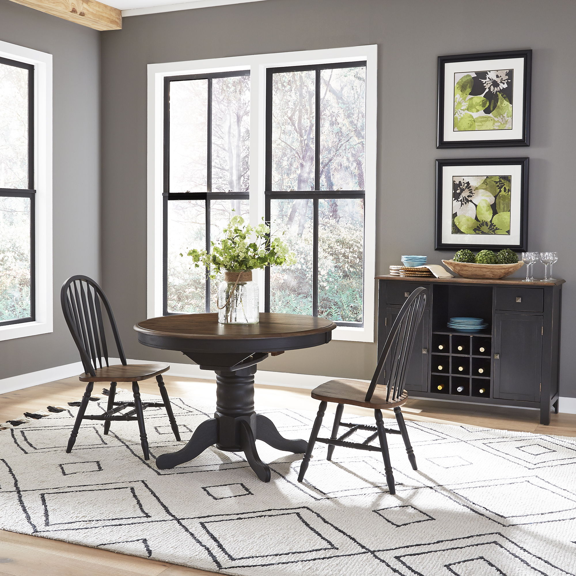 Liberty Furniture Carolina Crossing - 3 Piece Pedestal Table Set - Black