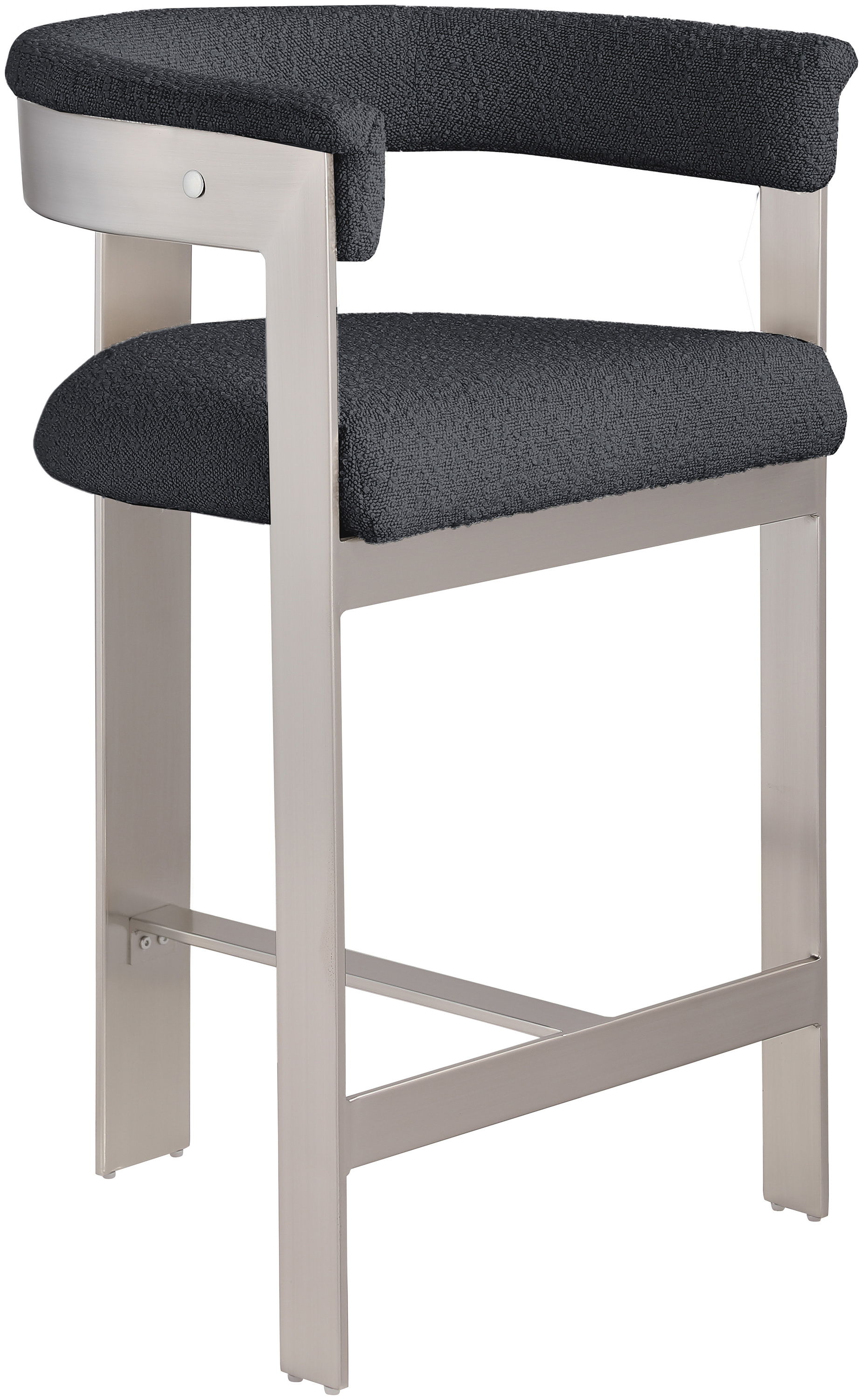 Romeo - Boucle Counter Stool With Silver Base (Set of 2) - Black