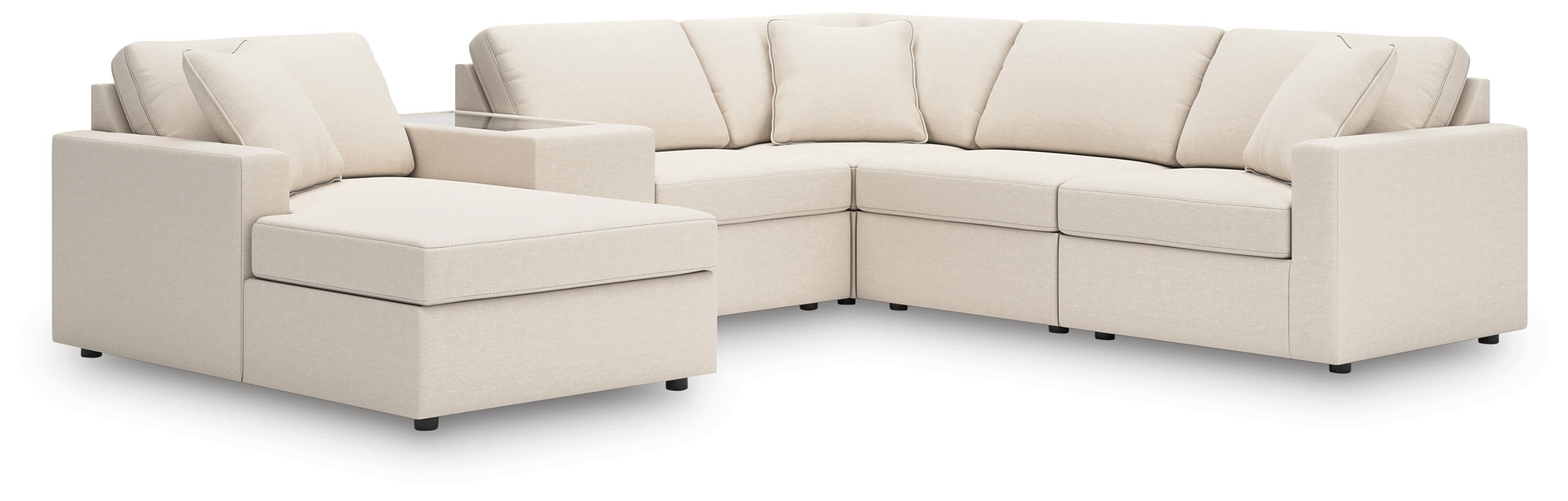 Modmax – 6-Piece Sectional With Laf Corner Chaise, Raf Corner Chair And Storage Console – Oyster