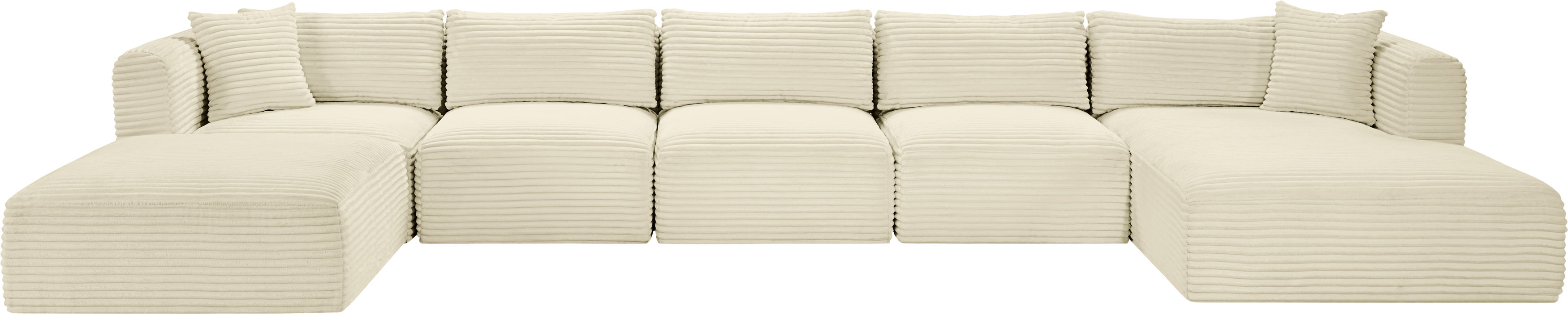 Shaggy - 6 Piece Modular Sectional With Chaise And Ottoman - Cream