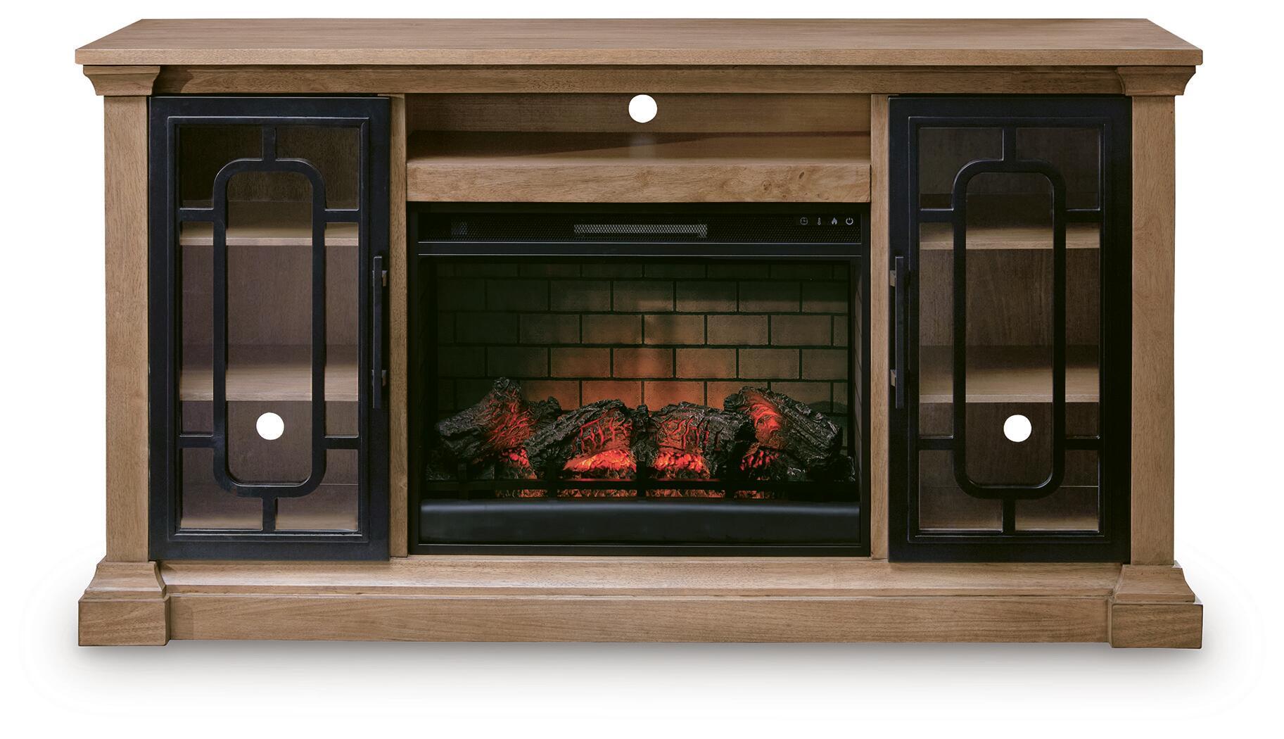 Ashley Furniture Wittenmyer - 72" TV Stand With Electric Fireplace - Natural / Black - Image 3
