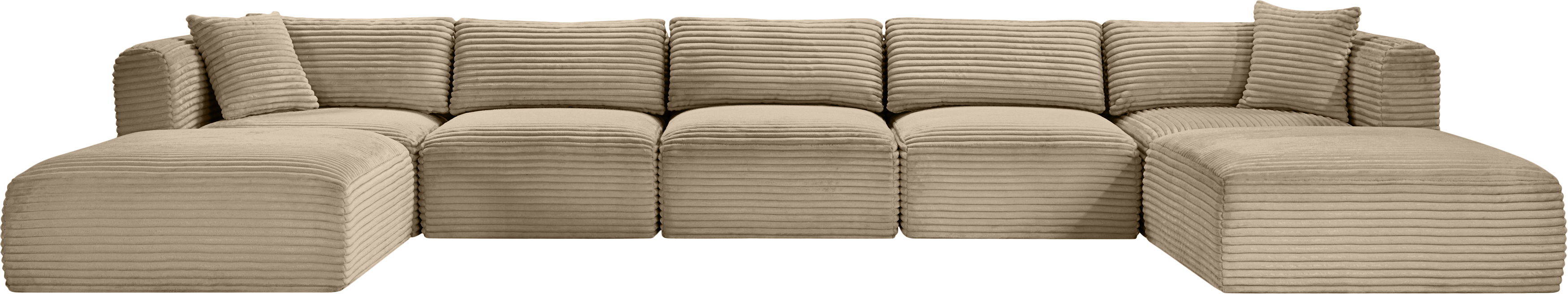 Shaggy - 7 Piece Modular Sectional With 2 Ottomans - Taupe